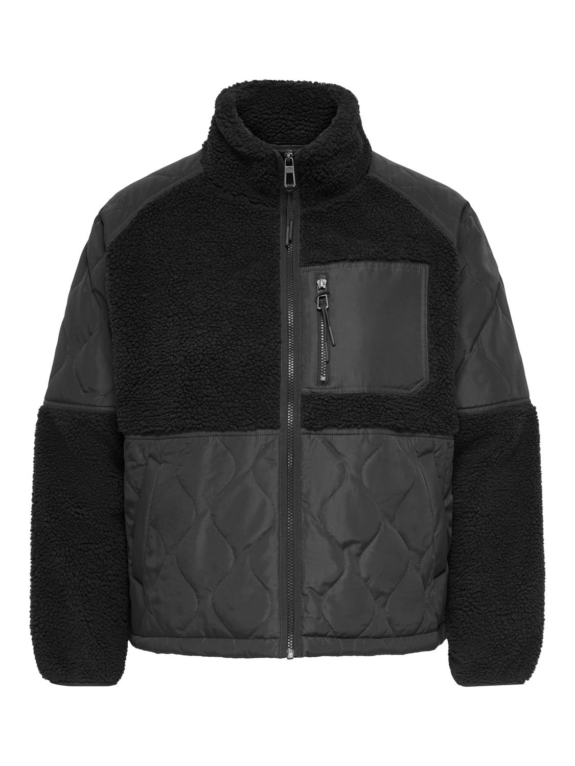 ONLY CARMAKOMA Steppjacke »CAROHIO QUILT MIX FLEECE SHORT OTW« Materialmix: Stepp und Teddyplüsch