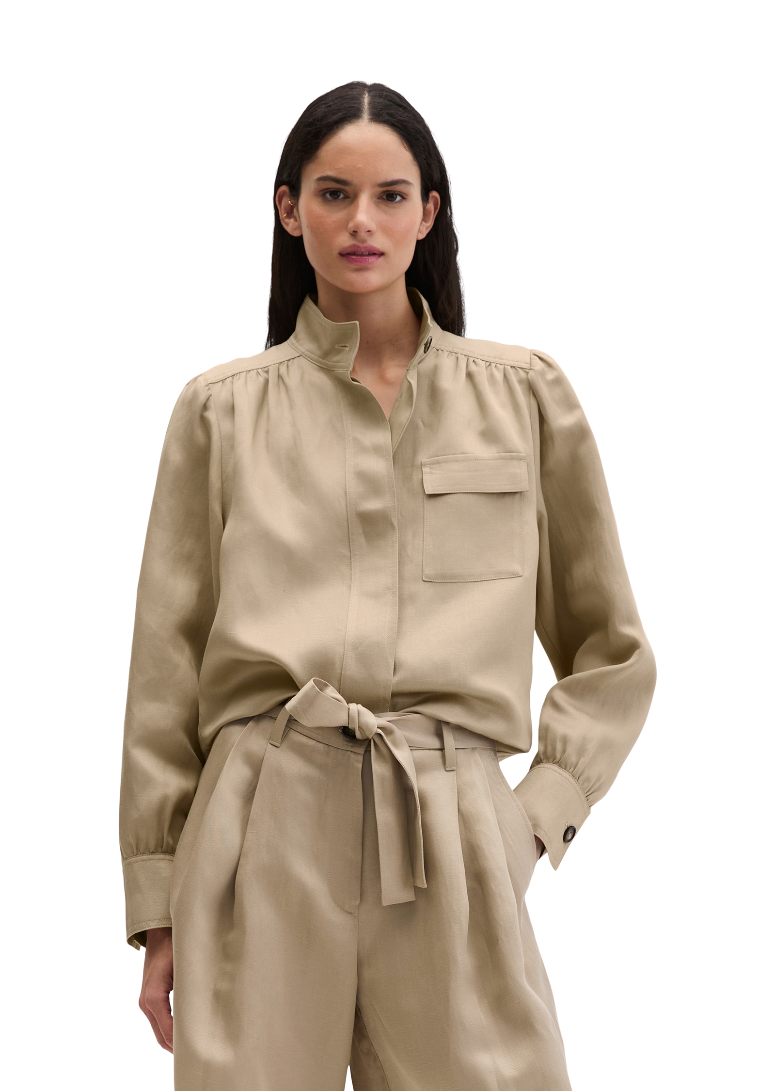 Marc O'Polo Kurzjacke Stehkragen-Jacke loose aus TENCEL™ Lyocell-Leinen-Mix