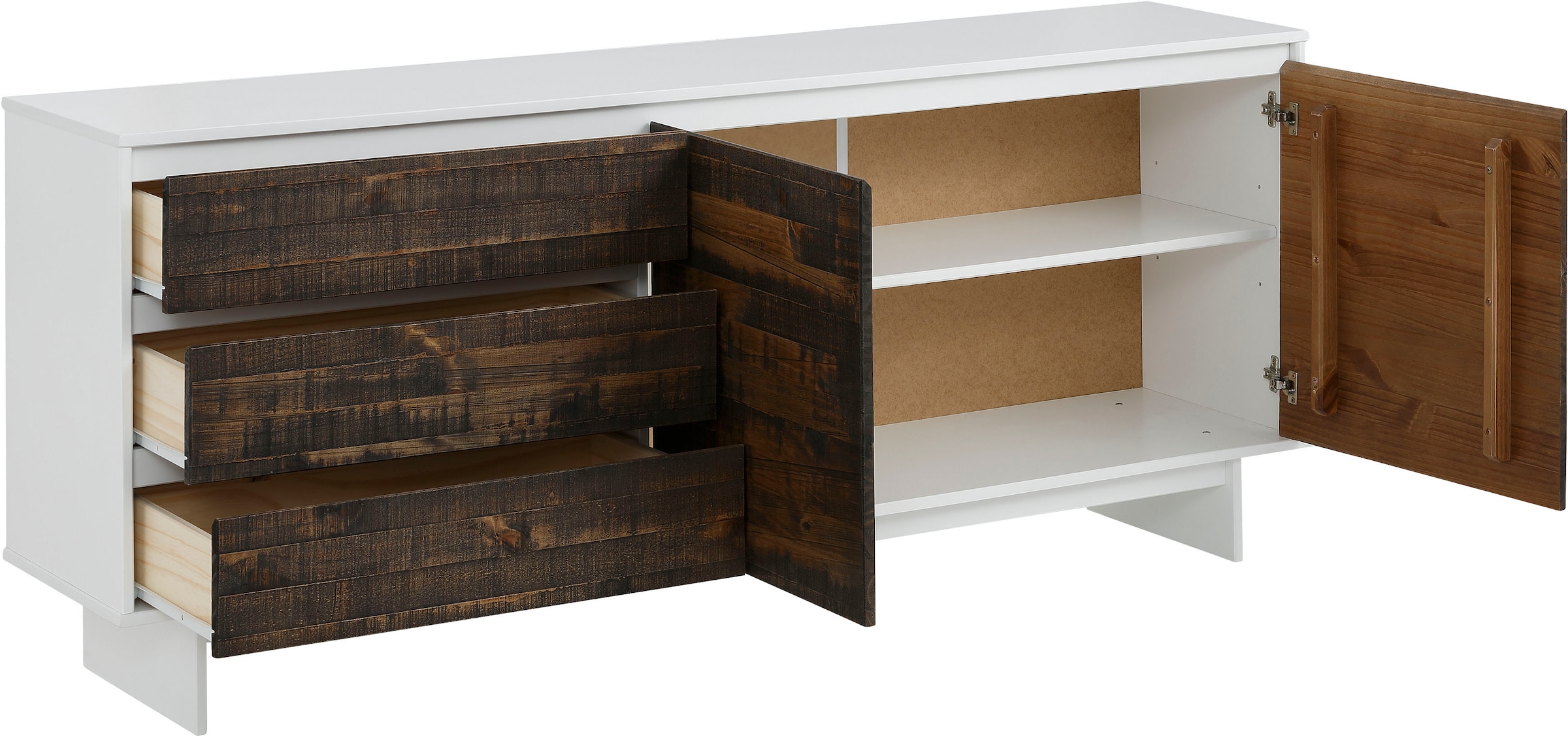 Home affaire Sideboard »Morgan«, Kommode aus massivem Kiefernholz, mit Griffmulden, Breite 165 cm