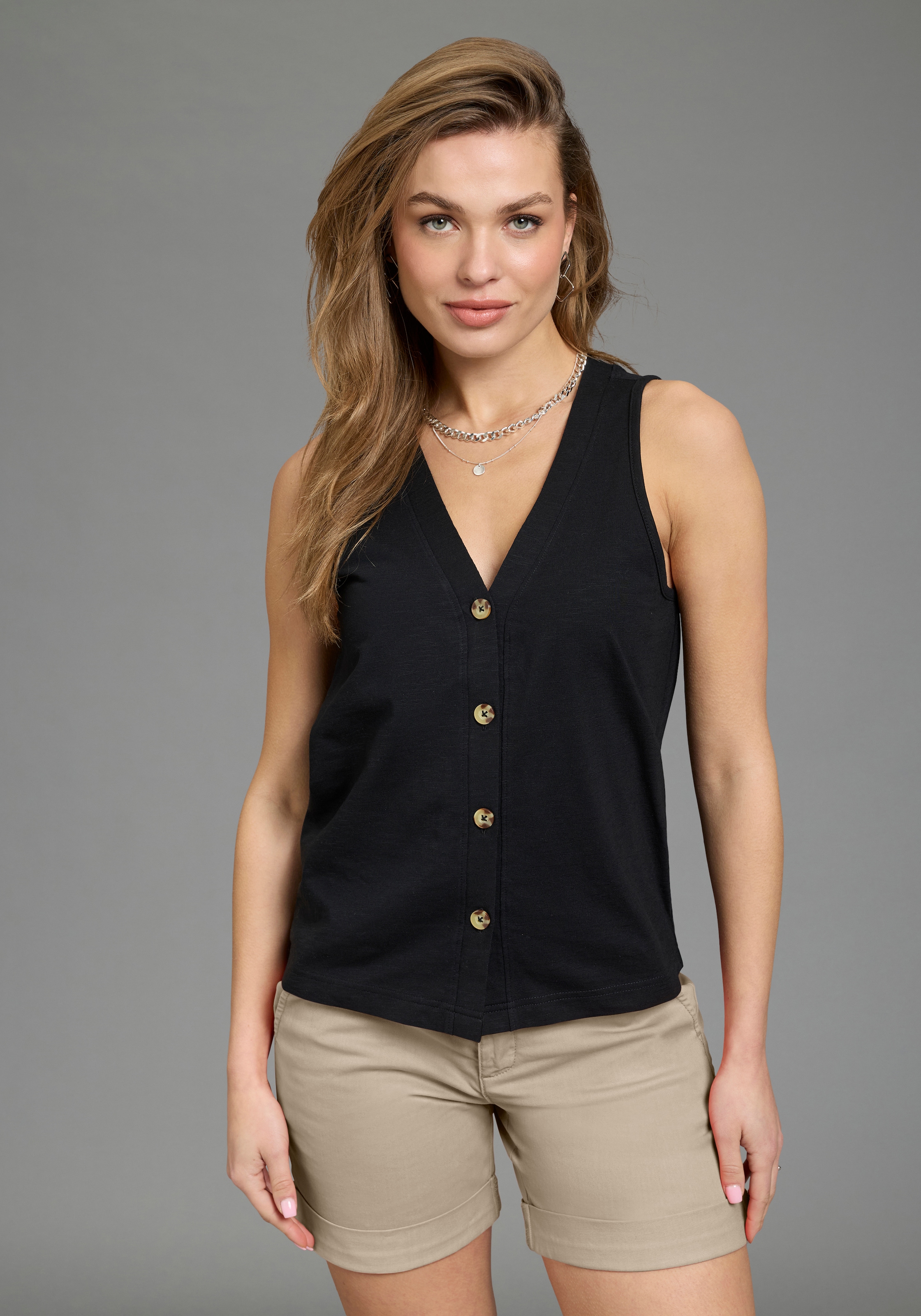 Laura Scott Tanktop 2er-Pack,  mit modischer Knopfleiste