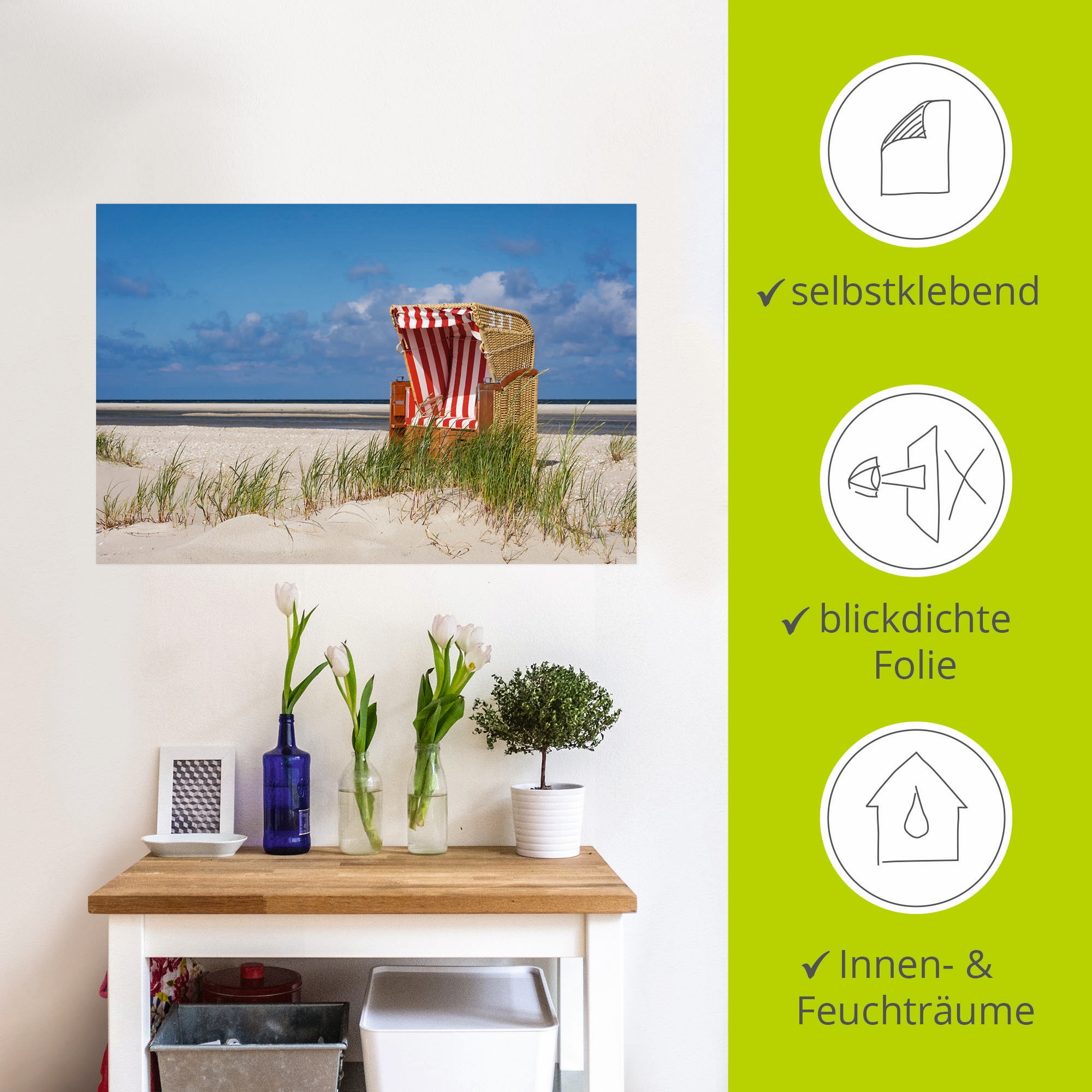 Artland Wandbild »Strandkorb 337«, Strand, (1 St.), als Leinwandbild, Wandaufkleber in verschied. Größen
