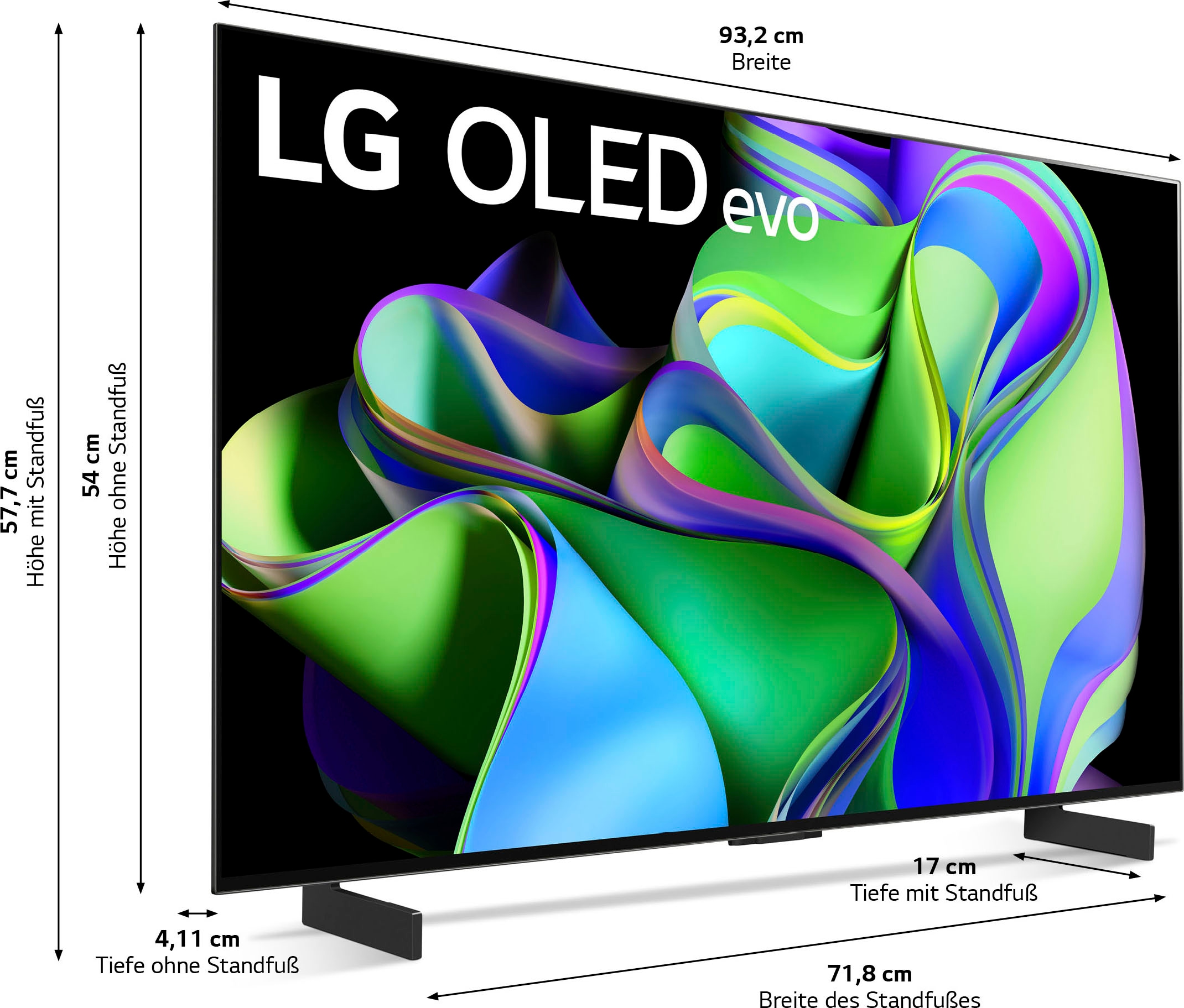 LG OLED-Fernseher »OLED42C37LA«, 4K Ultra HD, Smart-TV, OLED evo, bis zu 120 Hz, α9 Gen6 4K AI-Prozessor, Twin Triple Tuner