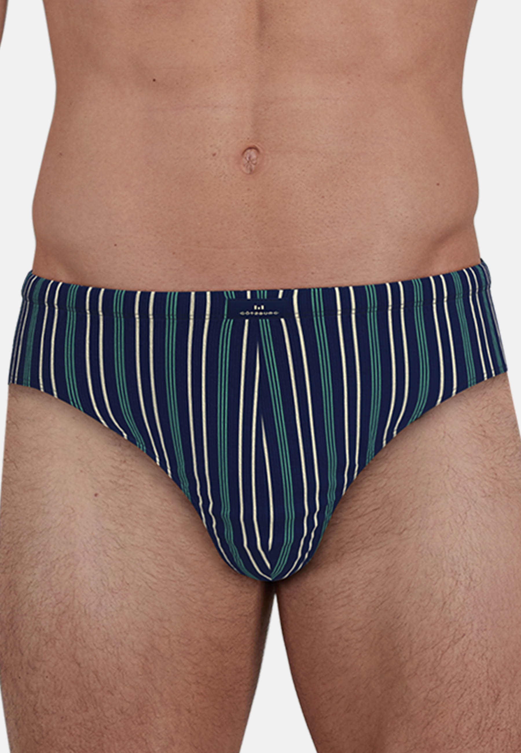 GÖTZBURG Slip »Edingburgh« 2er Pack,  gestreift, basic, eng, mit Logo, atmungsaktiv, mit Logo, Baumwollmix