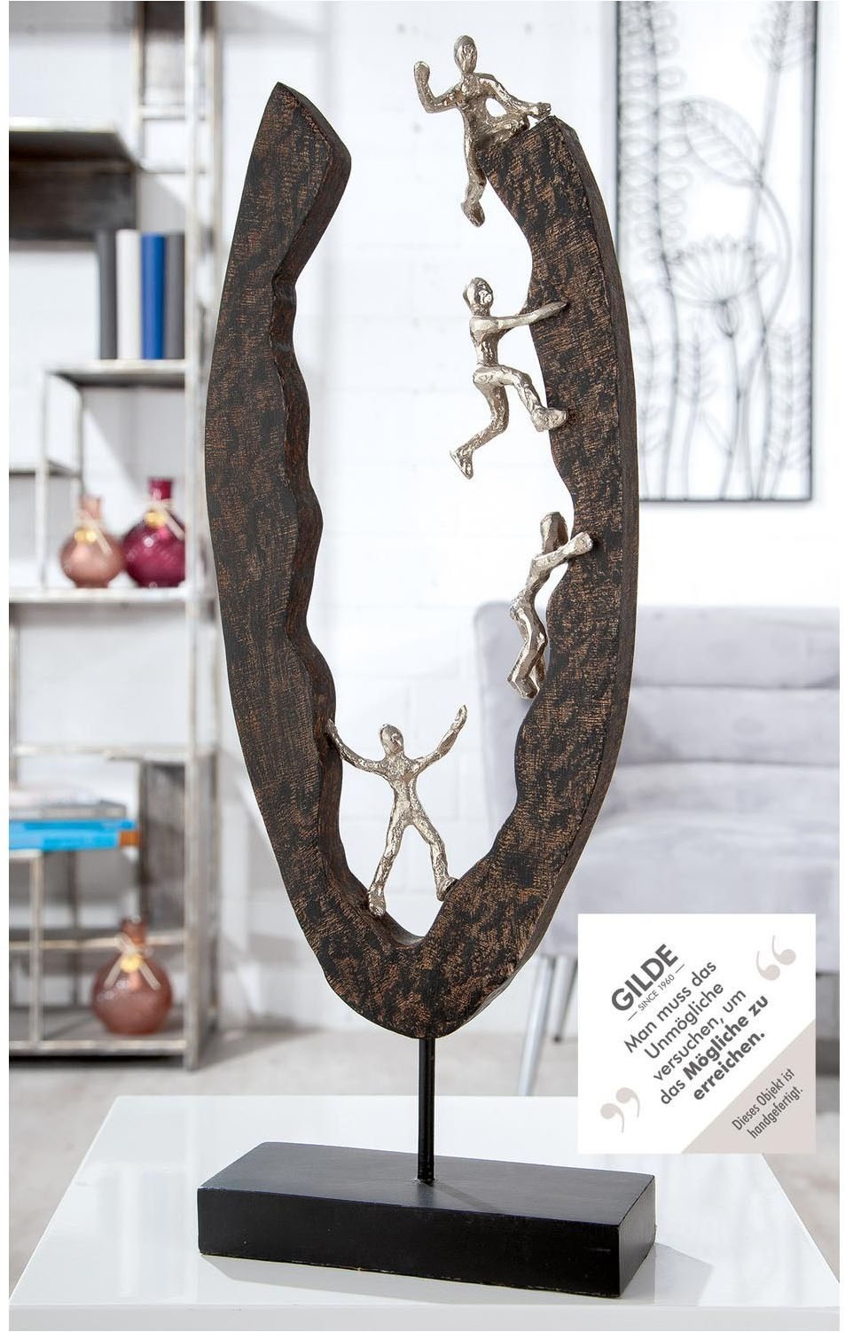 Casablanca by Gilde Dekofigur »Skulptur "Succeed"« Material-Mix aus Aluminium und Mangoholz