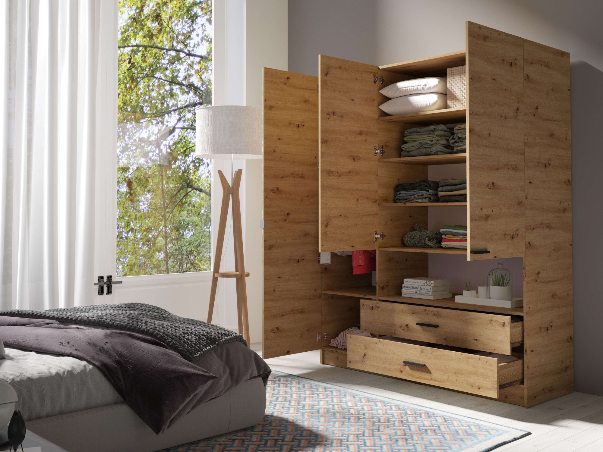 INOSIGN Kleiderschrank »LAREDO Wäscheschrank komplette Innenausstattung, Maße 158,3/200,5/55cm«