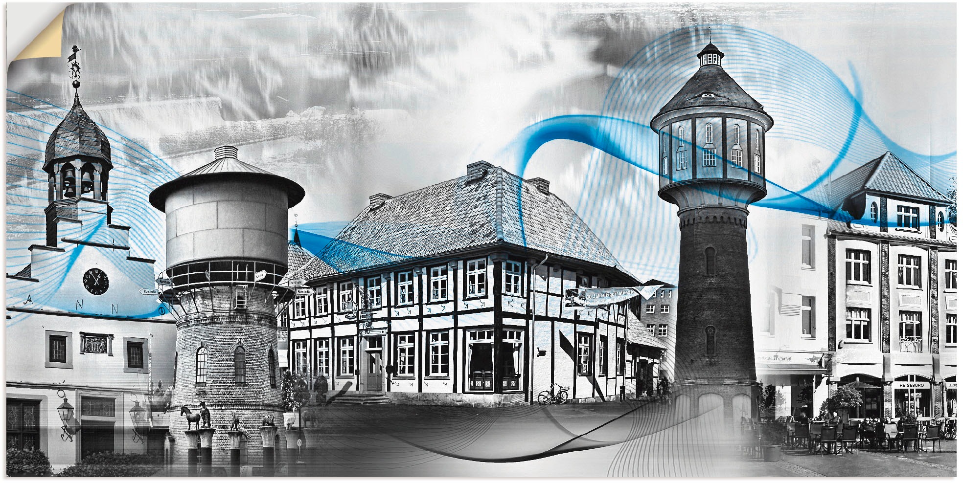 Artland Wandbild »Lingen Emsland Collage 01«, Gebäude, (1 St.), in vielen Größen & Produktarten -Leinwandbild, Poster, Wandaufkleber / Wandtattoo auch für Badezimmer geeignet