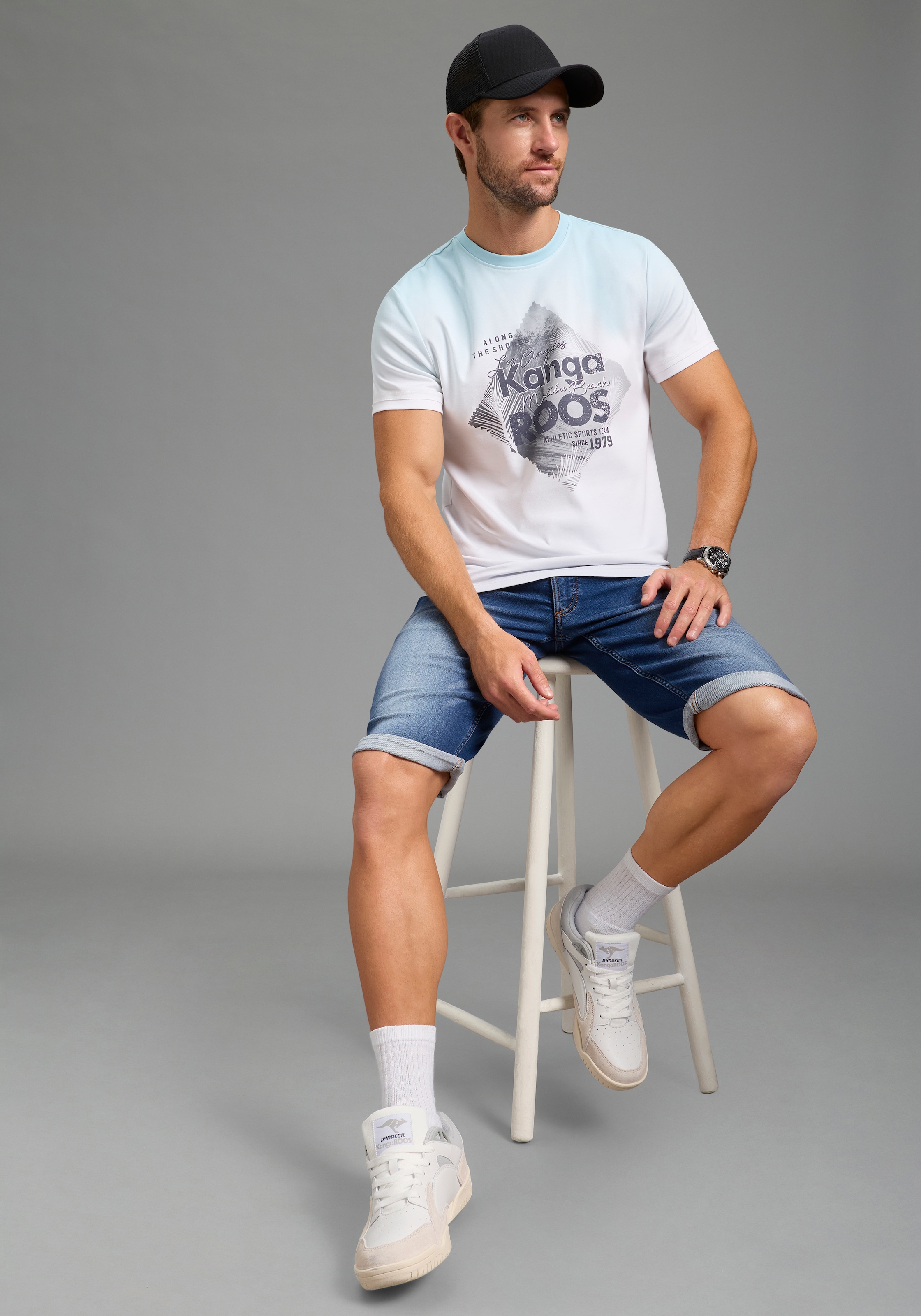 KangaROOS T-Shirt schmale Passform, Halbarm, angesetztes Bündchen am Ärmelabschluss