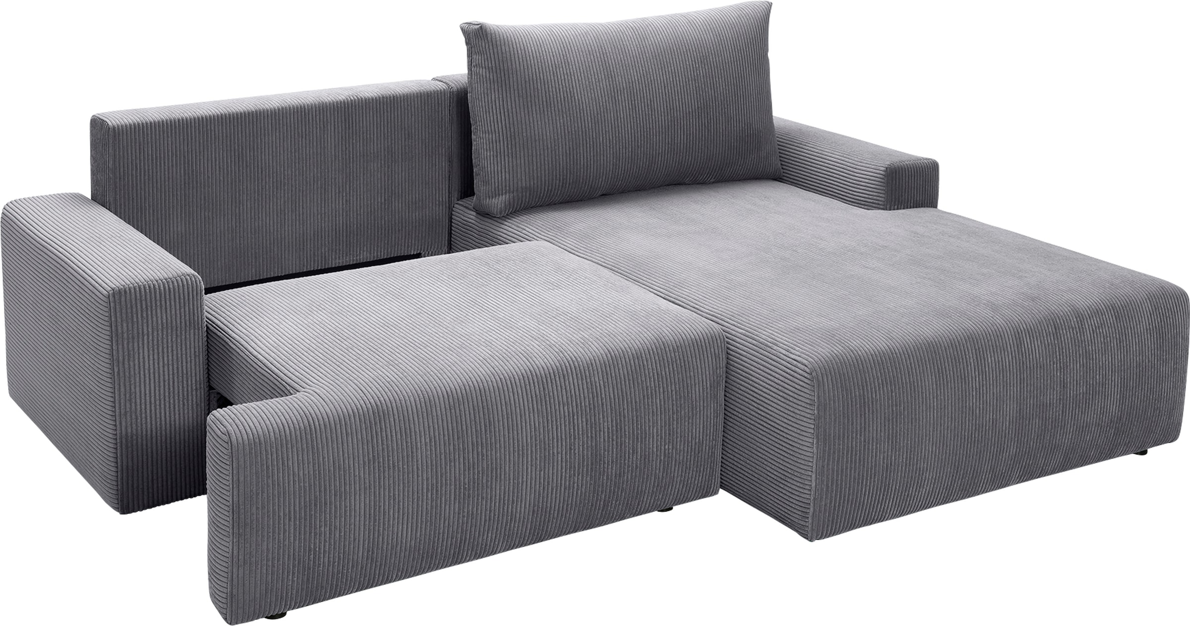 exxpo - sofa fashion Ecksofa »Orinoko, aktuelles Design und hoher Sitzkomfort, L-Form«, inkl. Bettfunktion und Bettkasten, schöne Farben im angesagten Cord