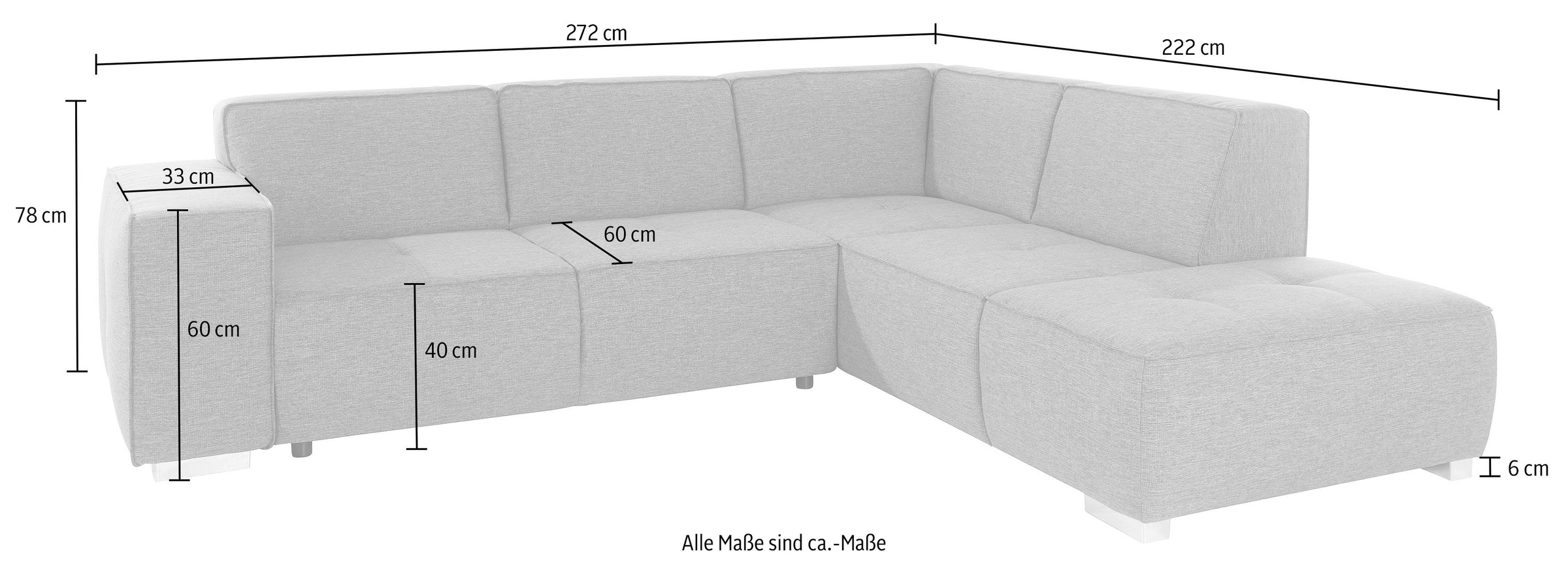 INOSIGN Ecksofa »Sapporo L-Form«, wahlweise Bettfunktion oder Sitztiefenverstellung, Federkern