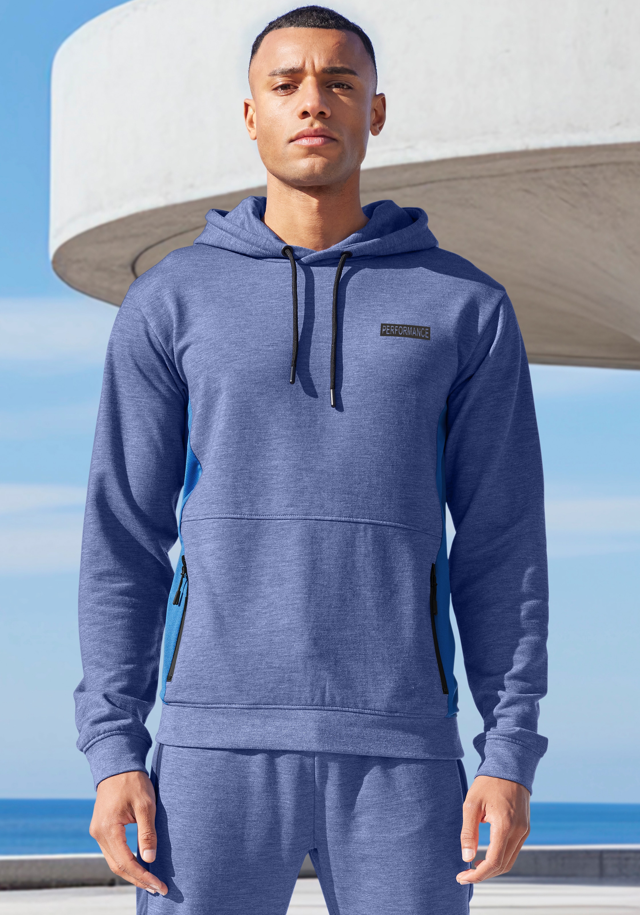 AUTHENTIC LE JOGGER Kapuzenpullover »- Sport-Hoodie«, melierte Optik, mit Reißverschlusstasche