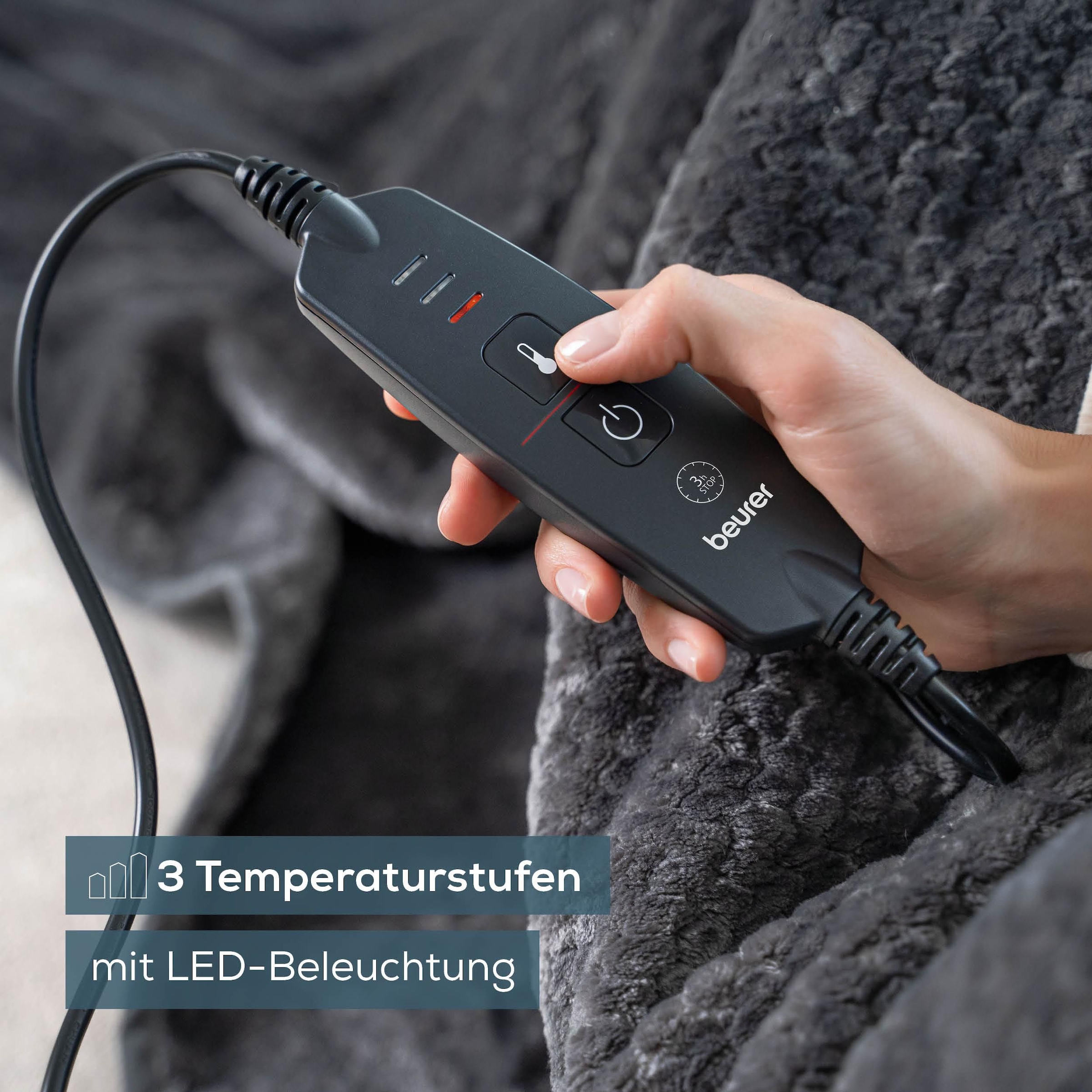 BEURER Heizdecke »HD 65 Dark Grey, aus weichem Stoff«