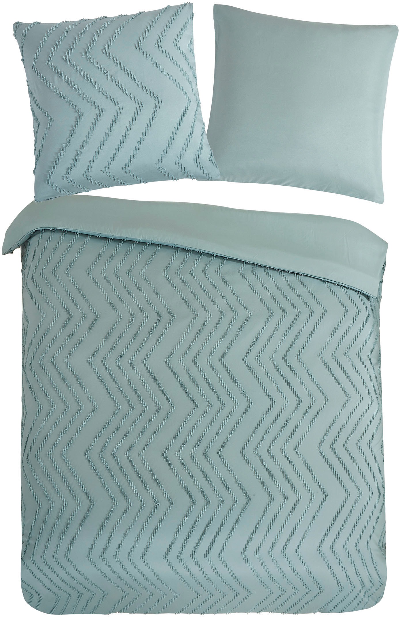 PURE luxury collection Bettwäsche »Zigzag«, Mikrofaser, 135x200, 2 Teilig, Pflegeleicht, Reißverschluss, Luxe, Uni