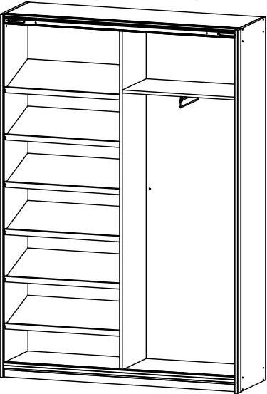 rauch  Schwebetürenschrank »MINOSA«, Kleiderschrank Breite 136 cm, ausziehbare Kleiderstange, 6 Schuhböden , MADE IN GERMANY