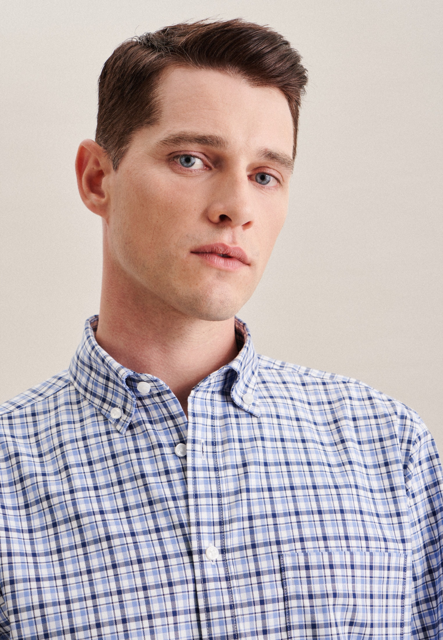 seidensticker Businesshemd »Regular«, Regular Langarm Button-Down-Kragen Karo