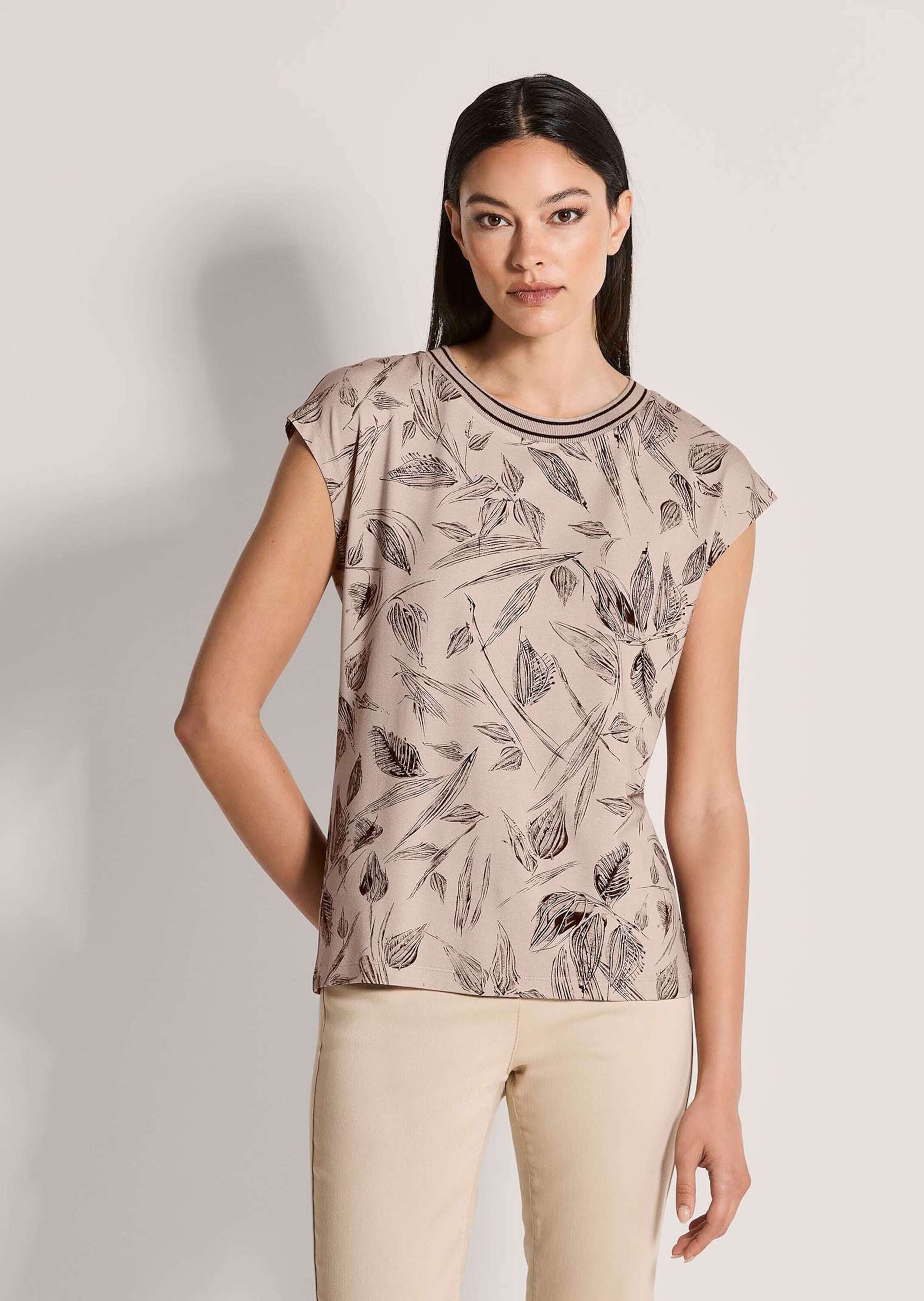 MADELEINE Kurzarmshirt »Printshirt Grafisches Shirt mit All-Over-Print, Kurzarm« Ringelblende