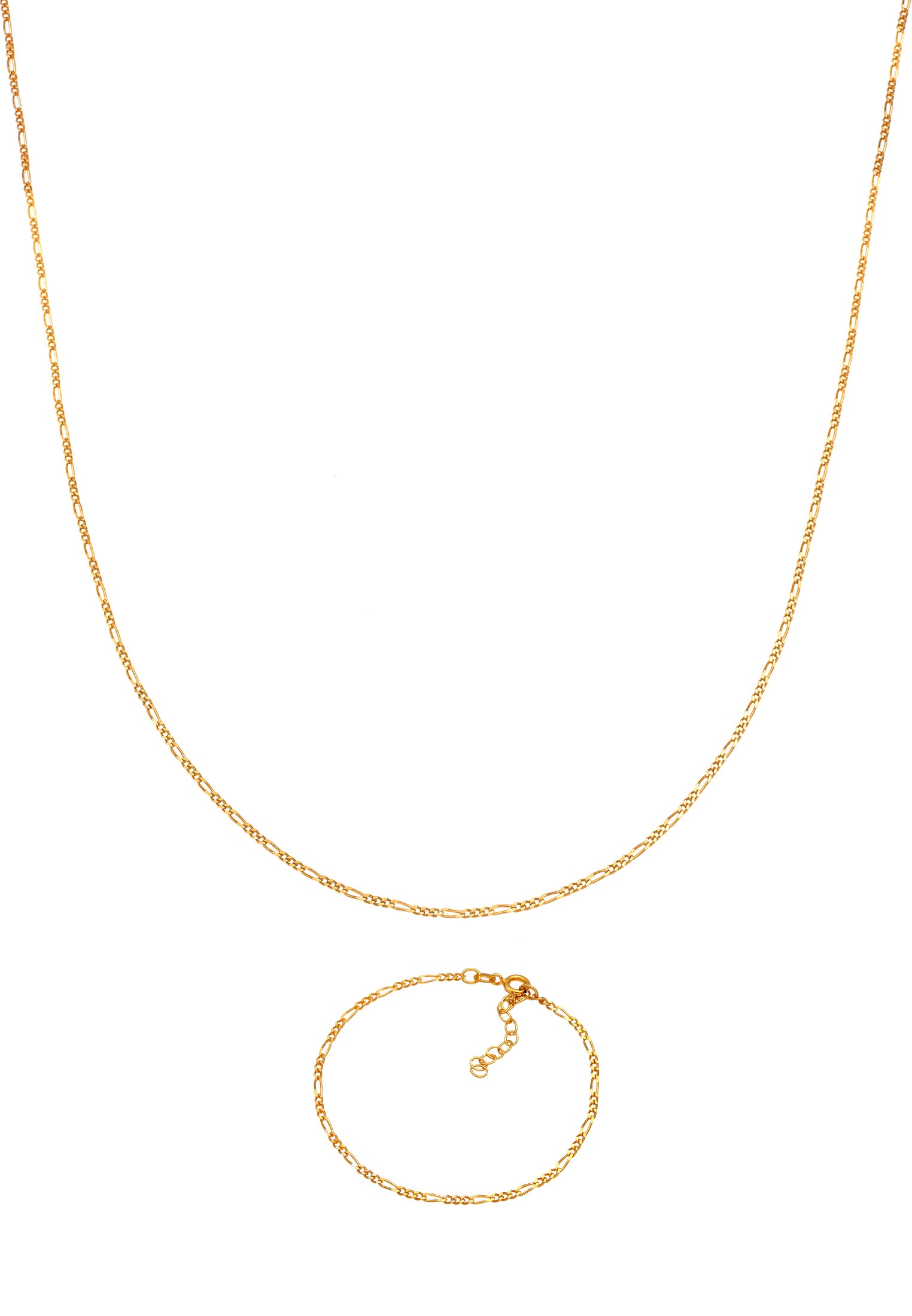 Elli Ohrring und Ketten Set »Schmuckset Figaro Halskette Armband Basic Allround 925 Silber«