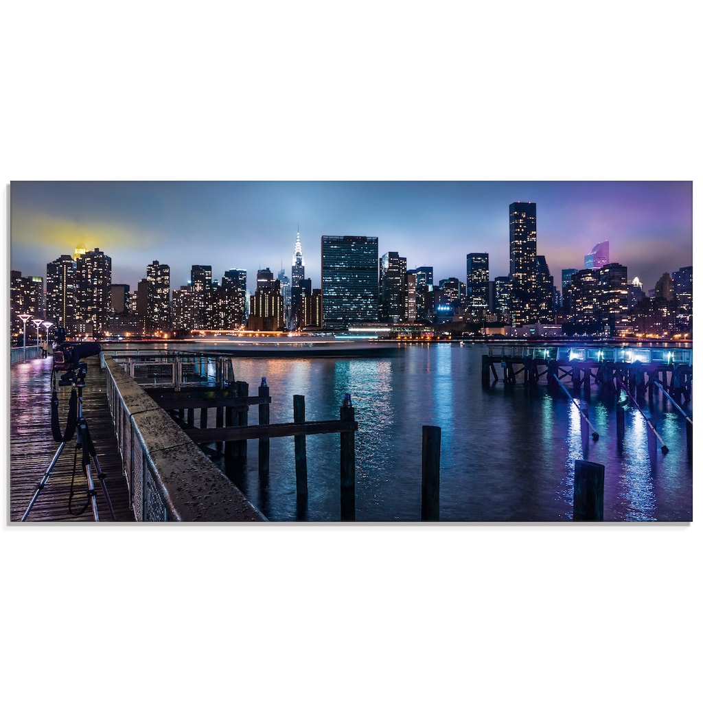 Artland Glasbild »New York Manhattan im Abendlicht«, Amerika, (1 St.)