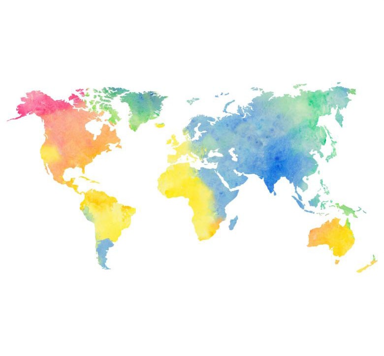 Wall-Art Wandtattoo »Aquarell Weltkarte Regenbogen«