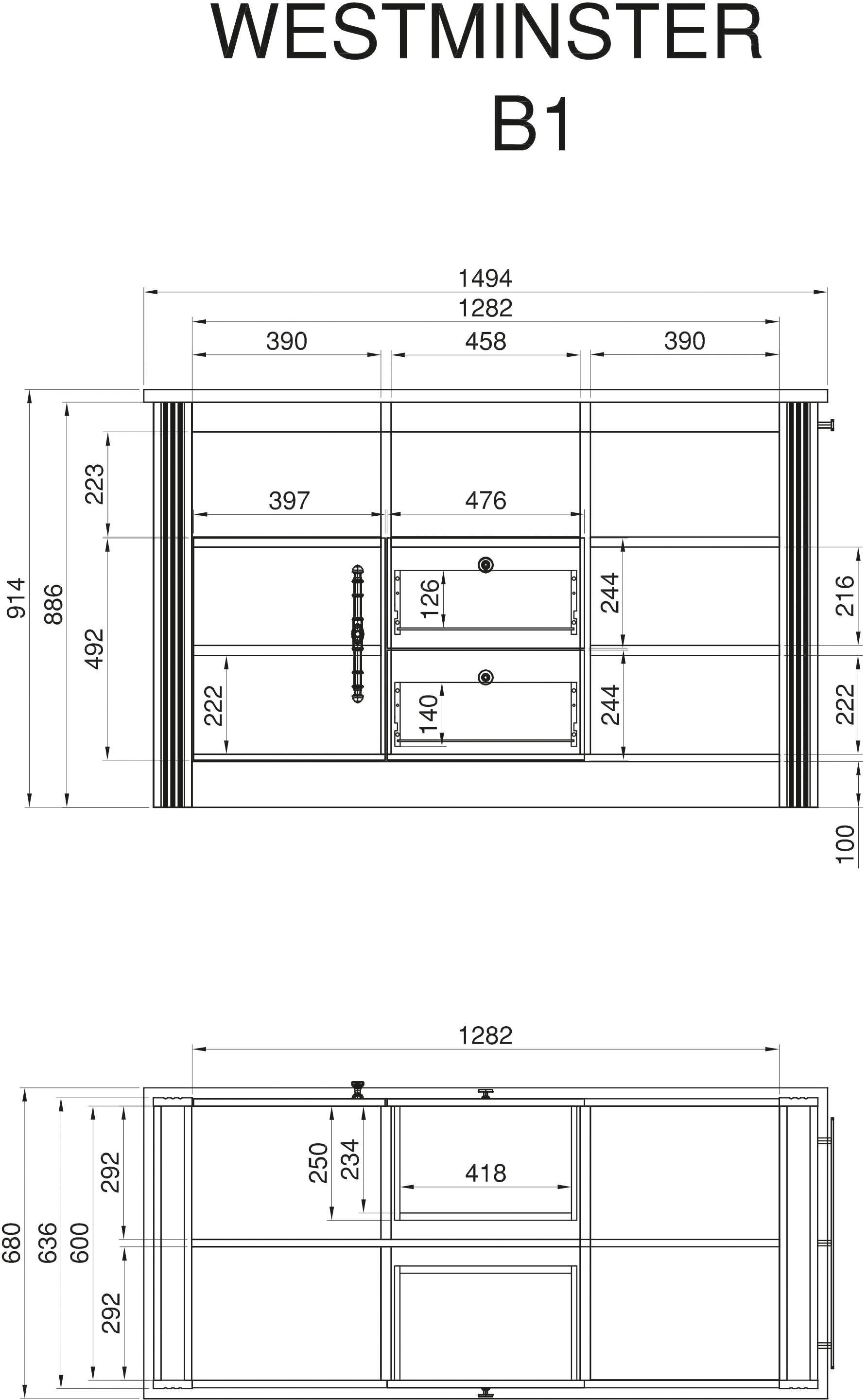KOCHSTATION Küche »KS-Westminster« Breite 366 cm, ohne E-Geräte