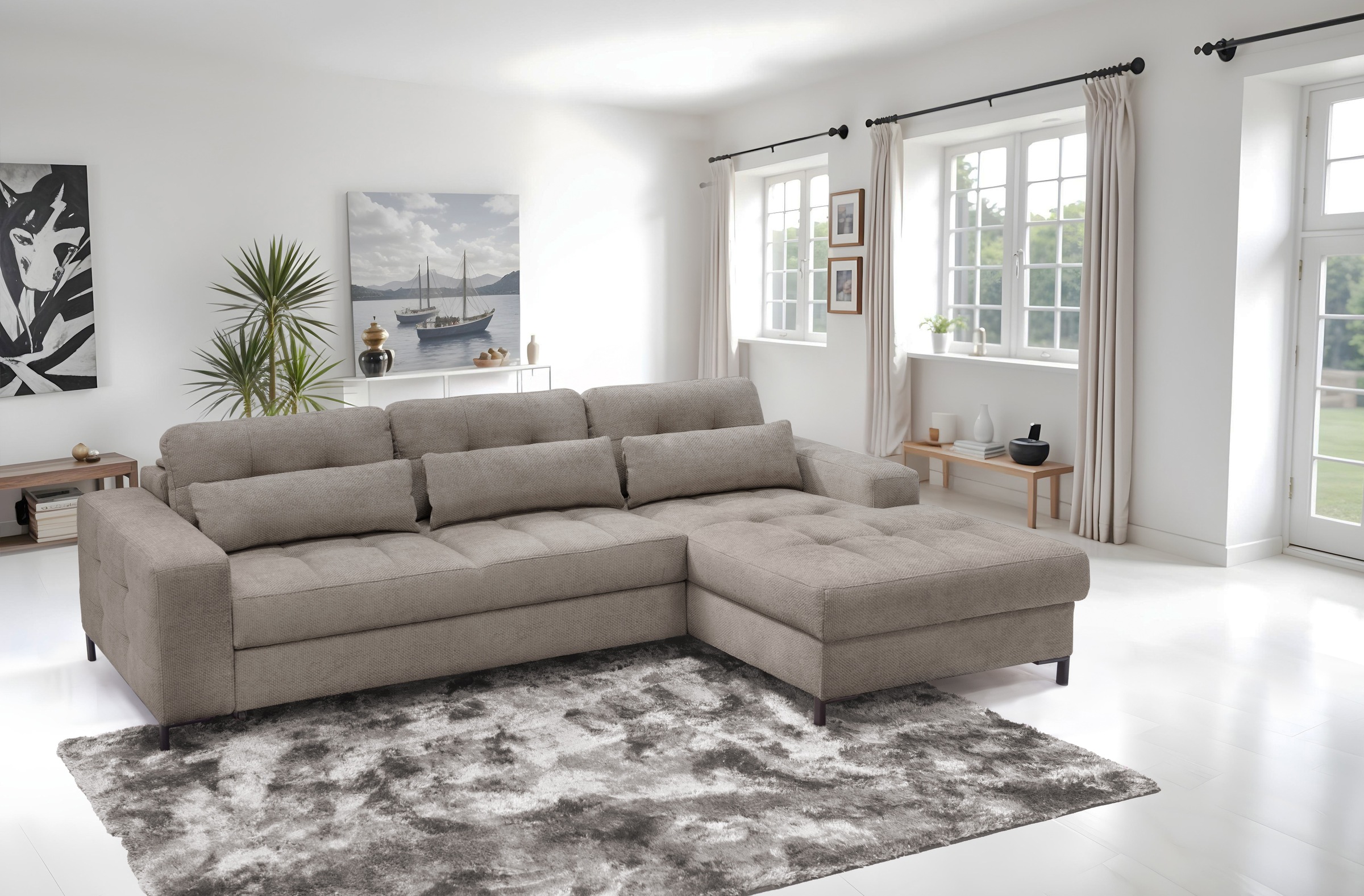 exxpo - sofa fashion Ecksofa »Bonito, mit Rücken- und Sitztiefenverstellung, inkl. Bett & Bettkasten«, Sitztiefenverstellung,Höhenverstellung