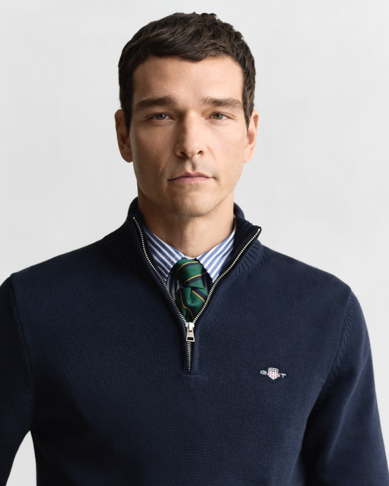 Gant Troyer »CASUAL COTTON HALF ZIP« mit grafischer Logostickerei auf der Brust