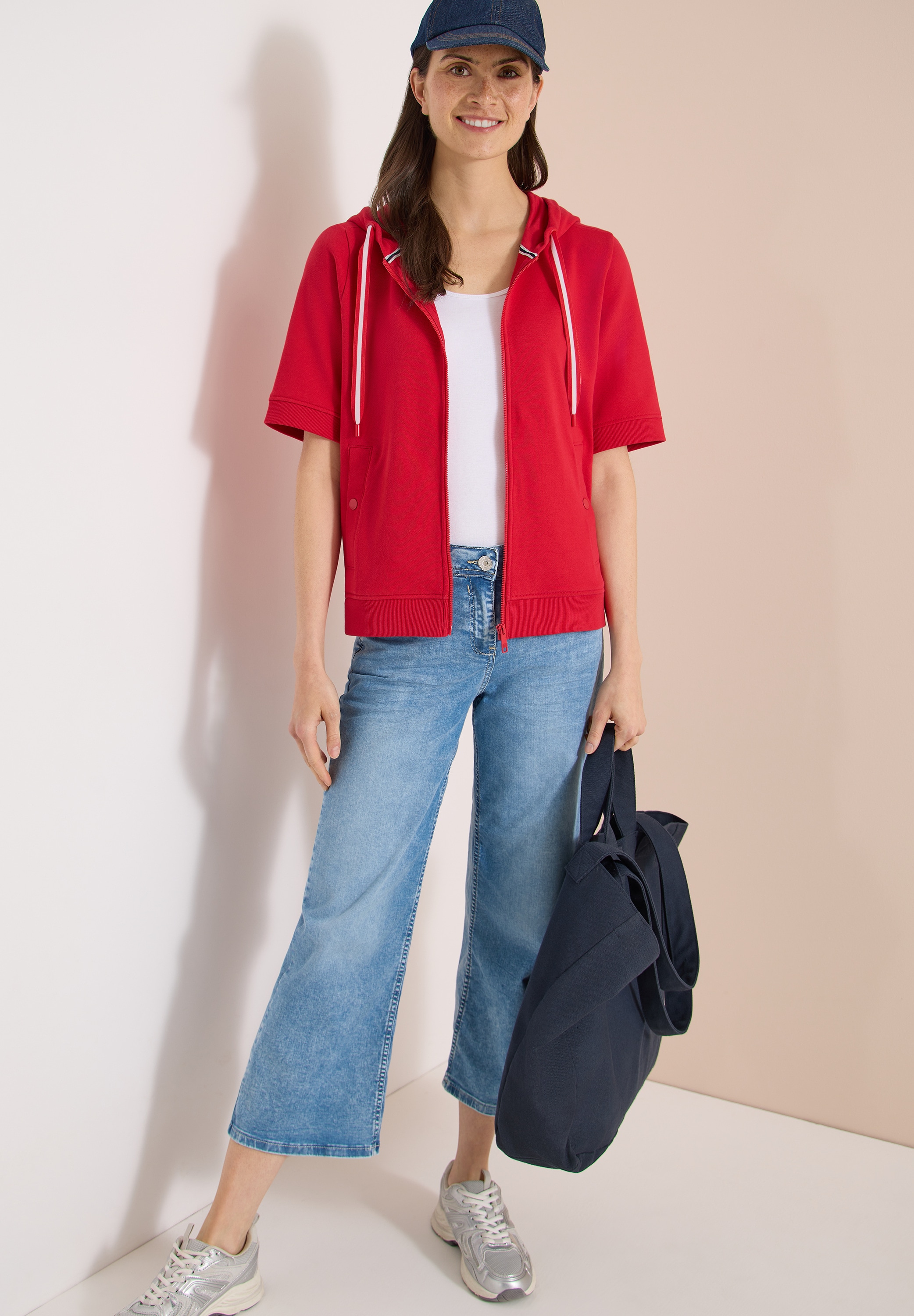 Cecil Sweatjacke Kurzarm Sweatjacke mit Kapuze