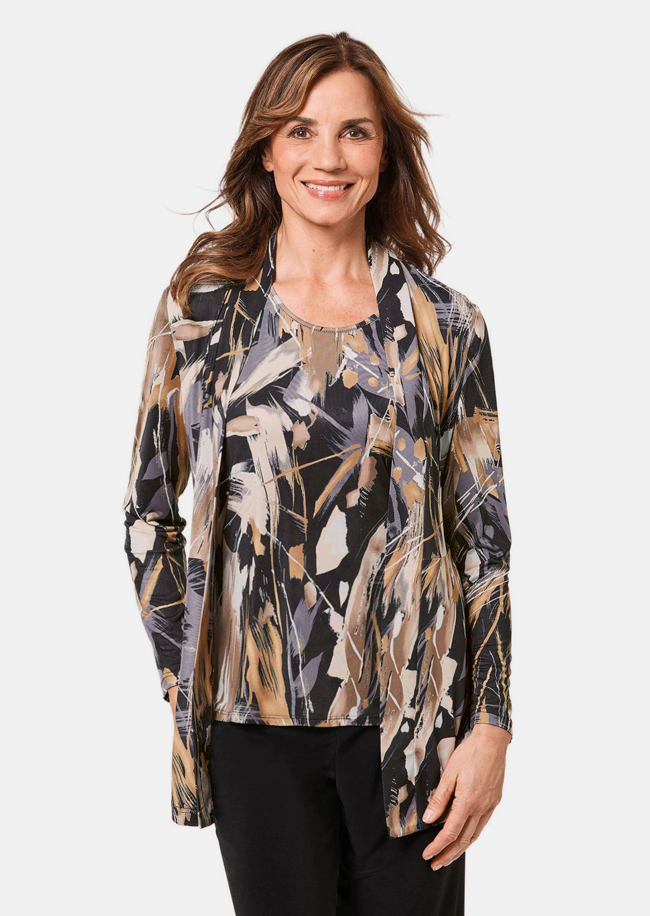 GOLDNER Sommerjacke »Longjacke Stretchbequeme Slinky-Longjacke mit aufregendem Druck«