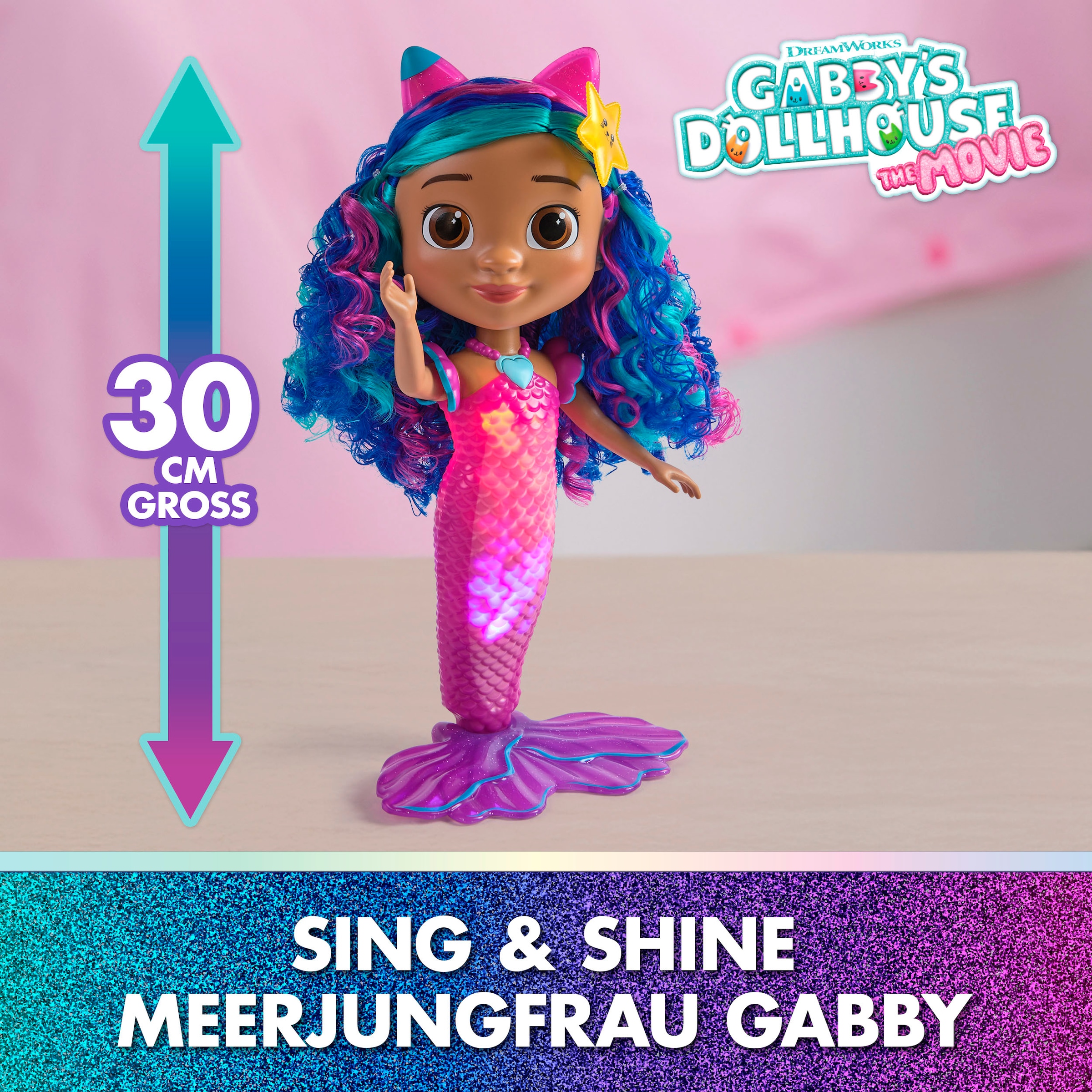 Spin Master Meerjungfrauenpuppe »Gabby’s Dollhouse: Der Film – Sing & Shine Meerjungfrau Gabby« mit Licht und Sound