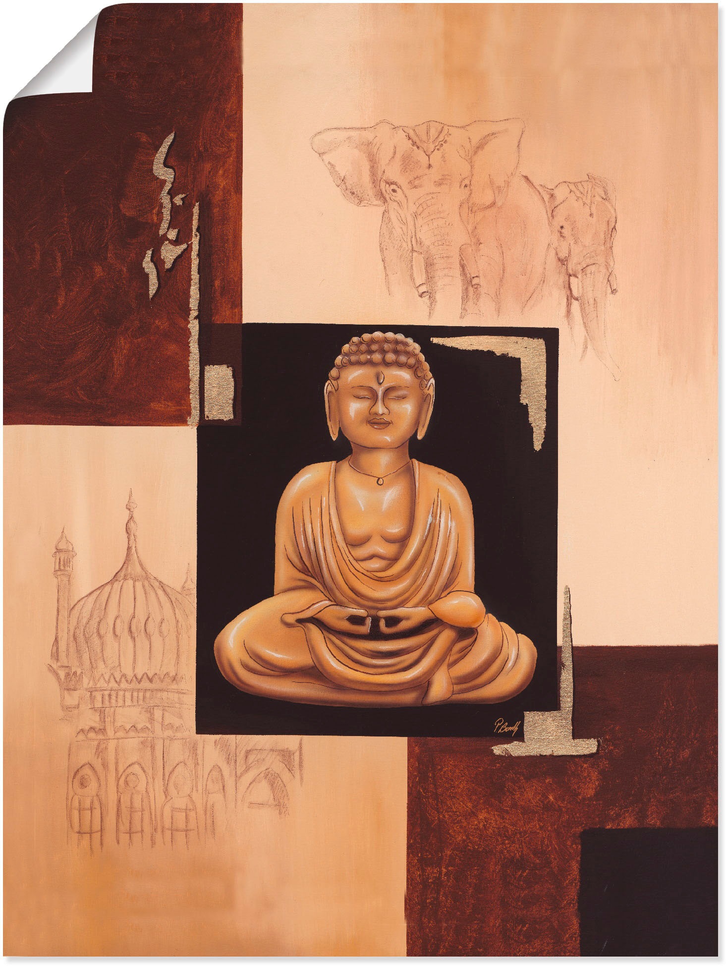 Artland Wandbild »Indisches Gefühl I«, Religion, (1 St.), in vielen Größen & Produktarten - Alubild / Outdoorbild für den Außenbereich, Leinwandbild, Poster, Wandaufkleber / Wandtattoo auch für Badezimmer geeignet