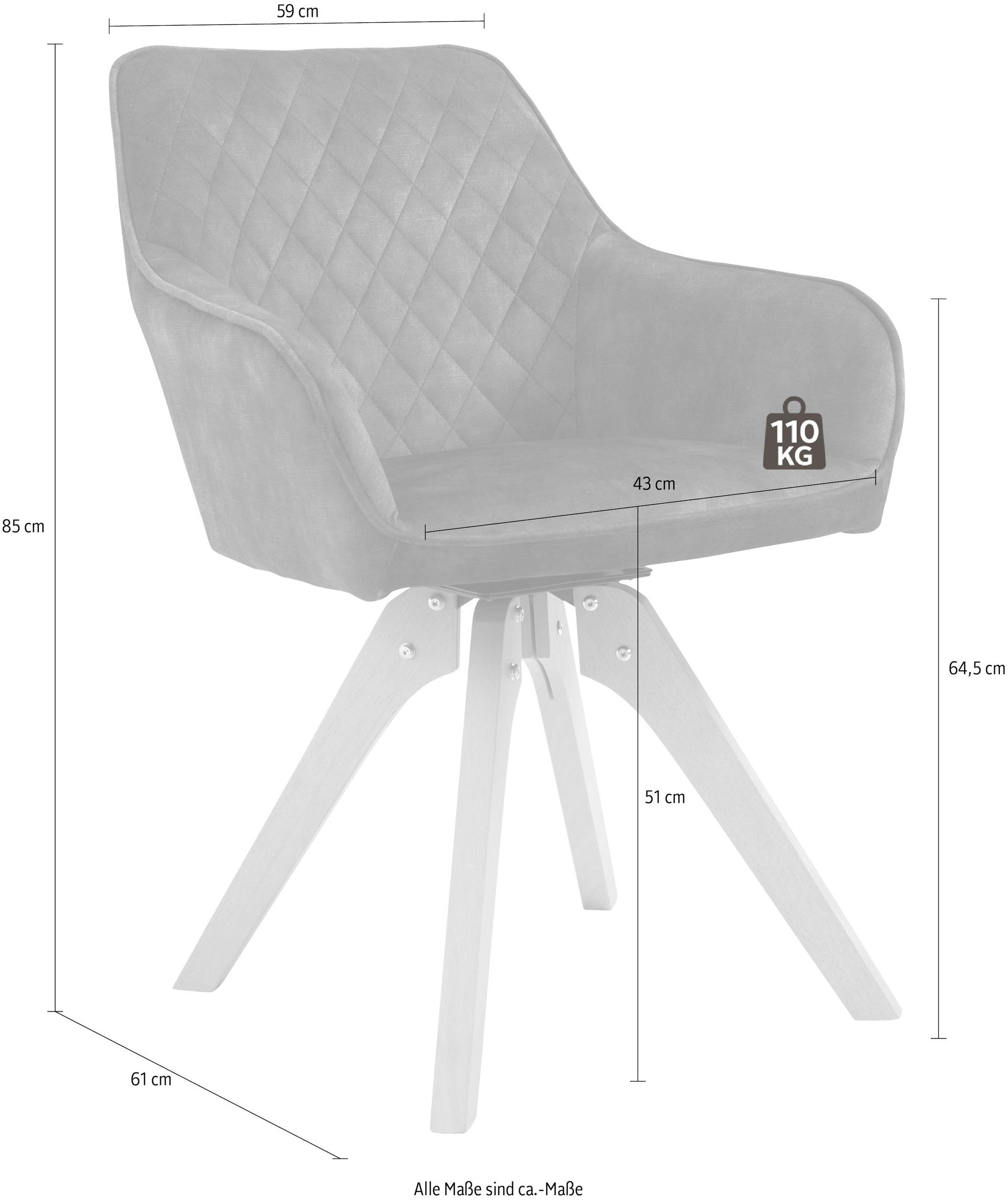 SalesFever Armlehnstuhl, 1 St., Samtvelours-Polyester, 180° Drehplatte unter der Sitzfläche