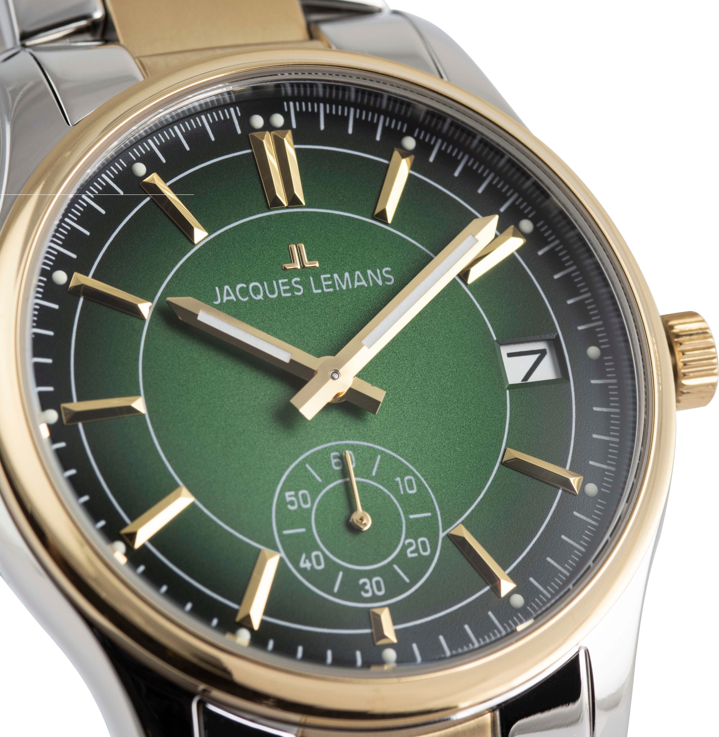 Jacques Lemans Quarzuhr »Derby« Armbanduhr, Herrenuhr, Edelstahlarmband, analog, Tag, kleine Sekunde