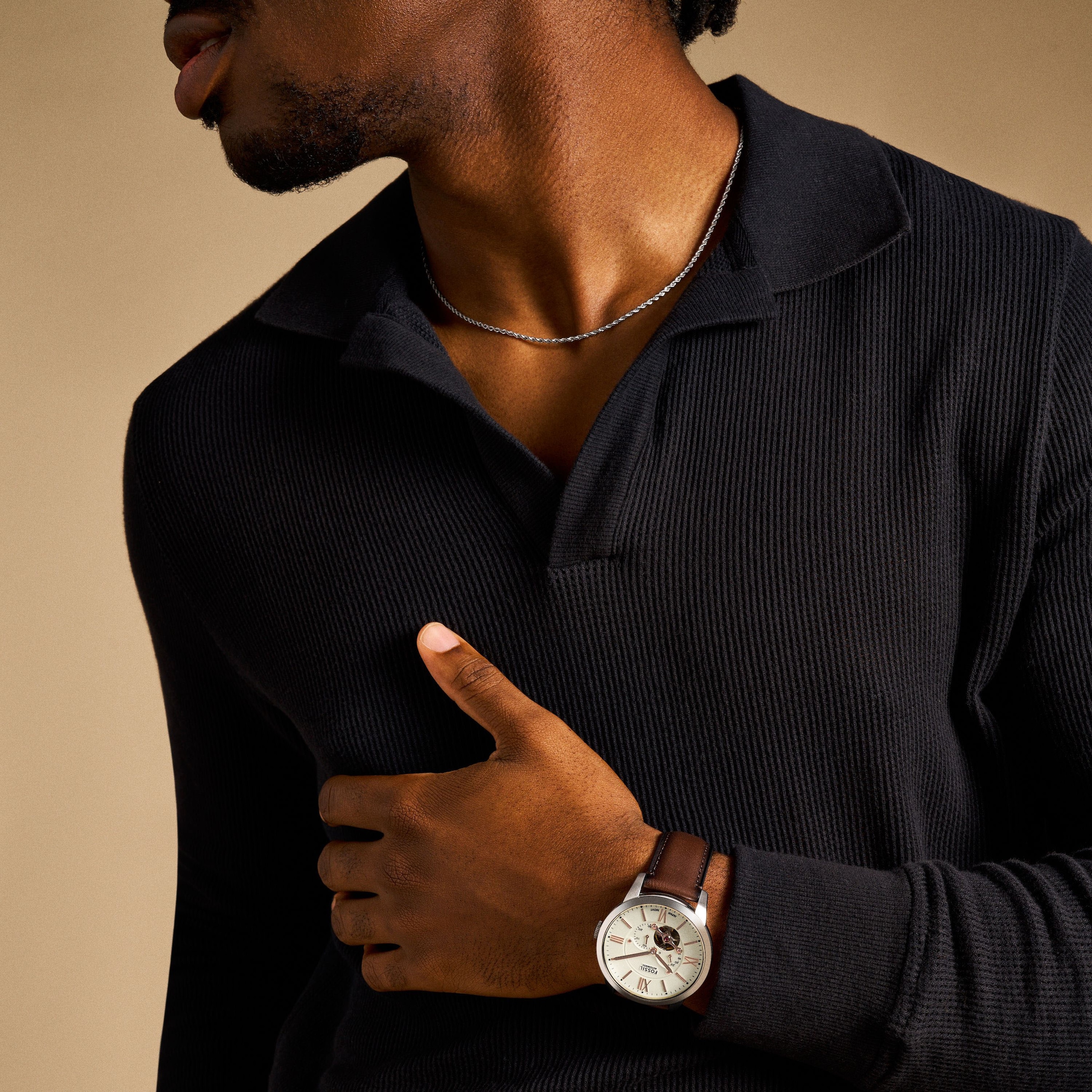 Fossil Automatikuhr »TOWNSMAN Automatic«, Armbanduhr, Herrenuhr, Mechanische Uhr, Lederarmband, analog