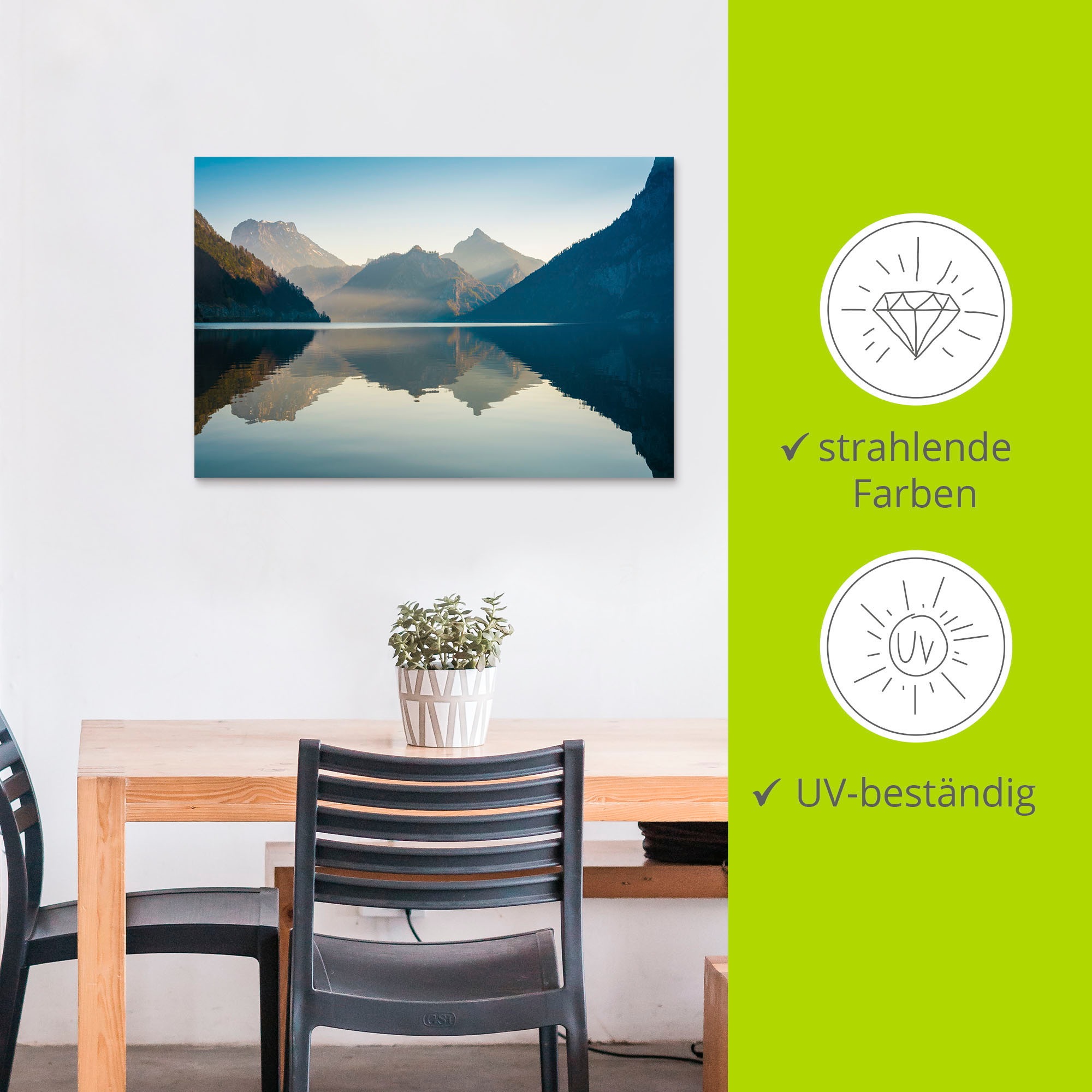 Artland Wandbild »Morgen am Traunsee«, Gewässer, (1 St.), als Alubild, Outdoorbild, Leinwandbild, Poster in verschied. Größen