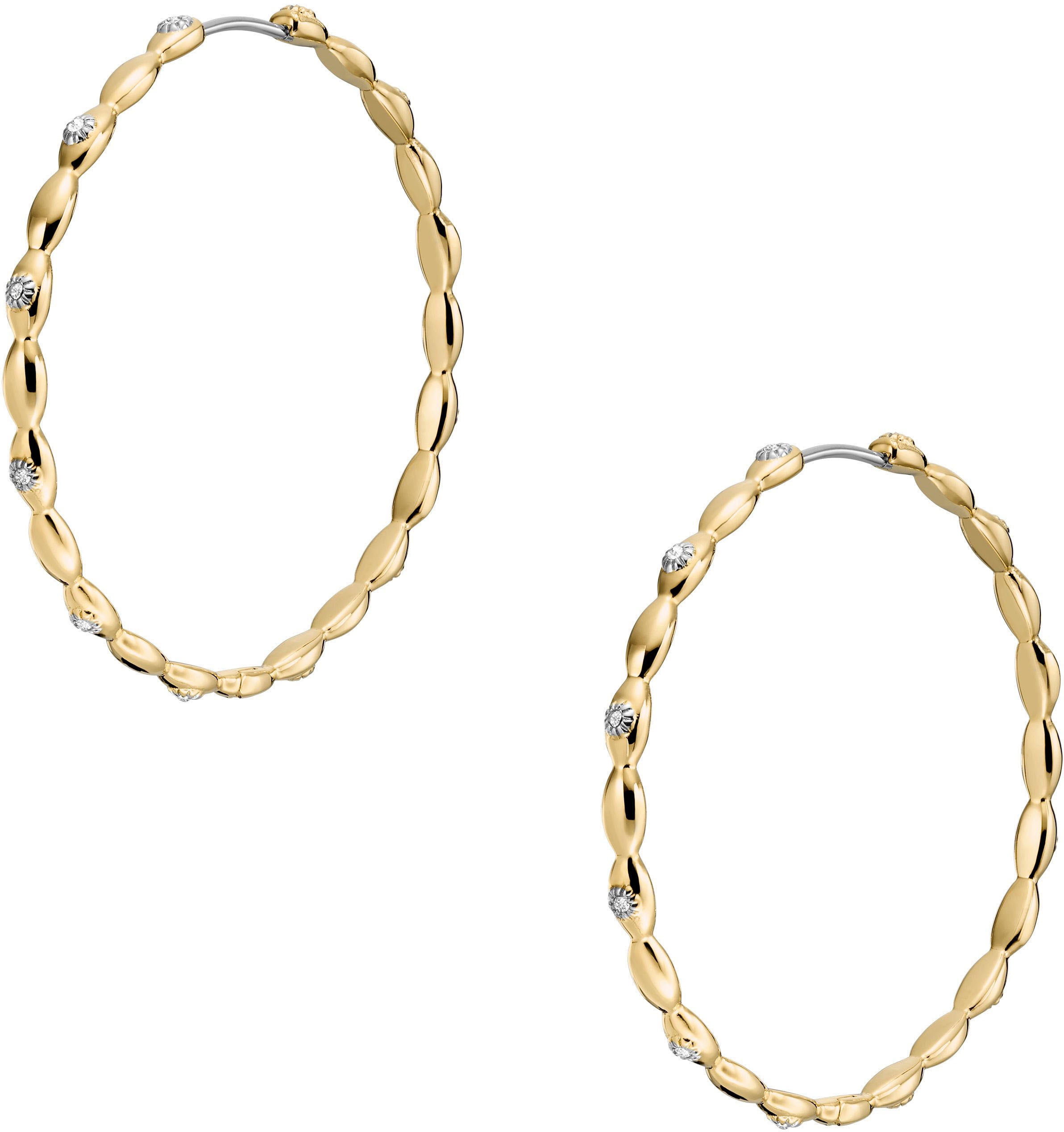 Fossil Paar Creolen »Schmuck Edelstahl Ohrringe Sutton, JF04817710«, mit Glasstein