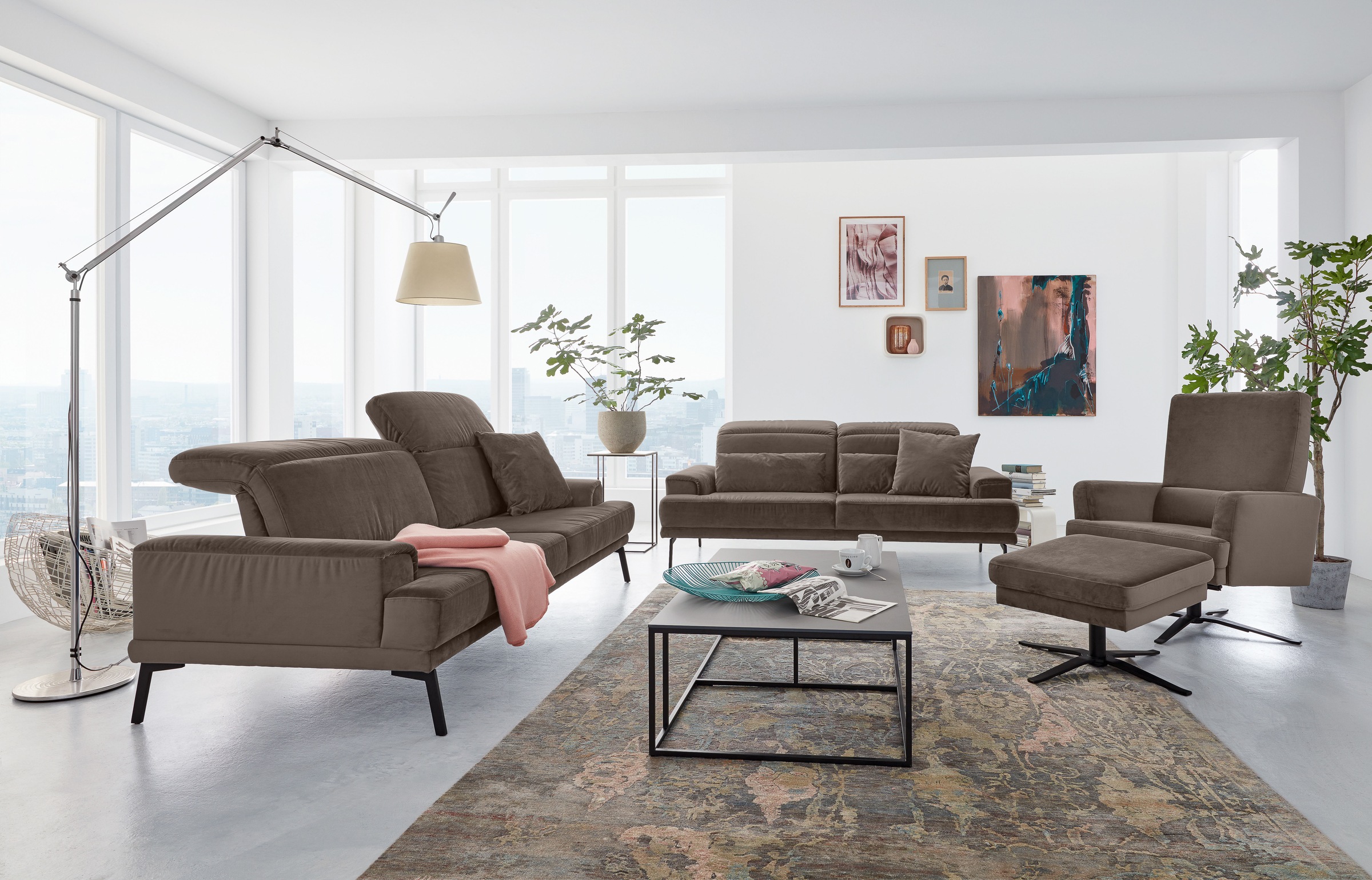 Musterring 3-Sitzer »MR 4580«, inkl. Kopf- und Sitztiefenverstellung, Fuß schwarz, B228 x T103 cm