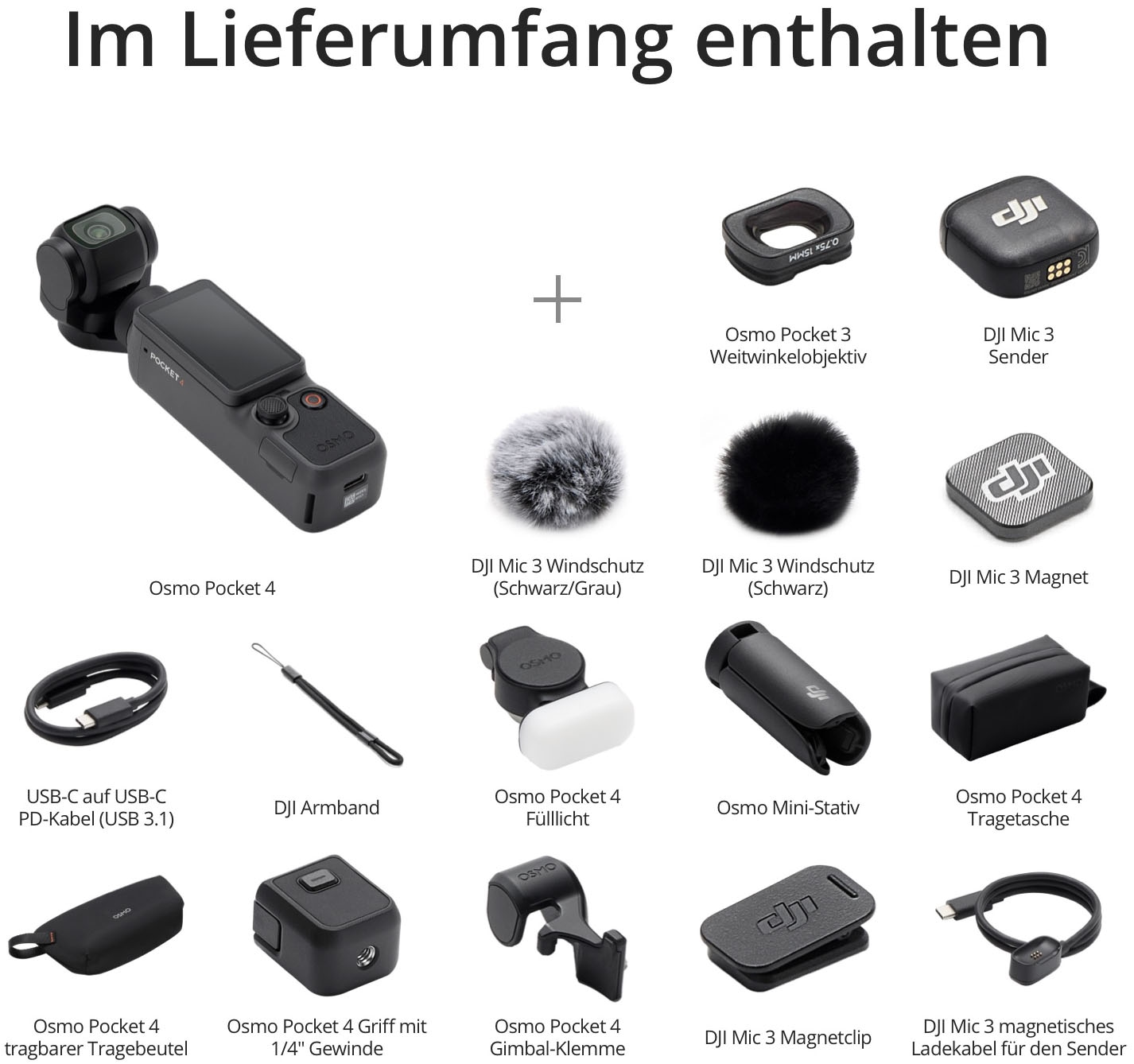 DJI Kompaktkamera »Osmo Pocket 4 Creator Combo« , 37 , Bluetooth