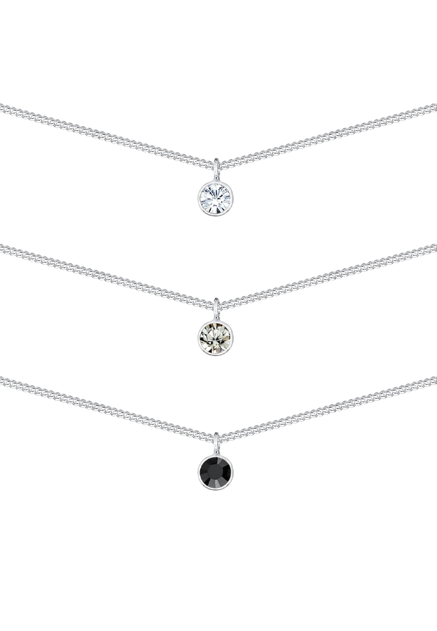 Elli Choker »Halskette Choker 3-reihig Kristalle 925 Sterling Silber«