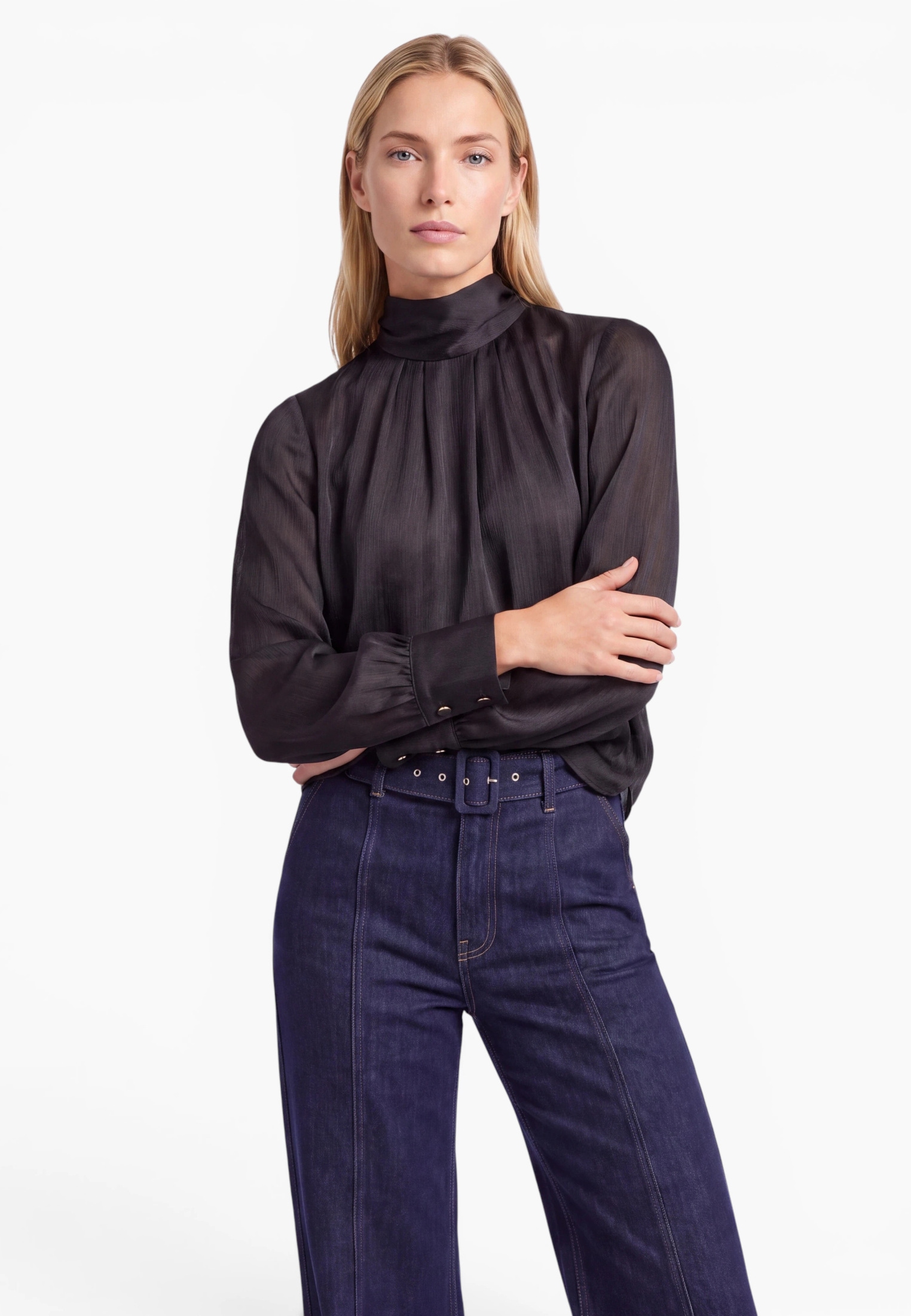 Zero Satinbluse »Satin-Bluse mit Crinkle-Effekt«