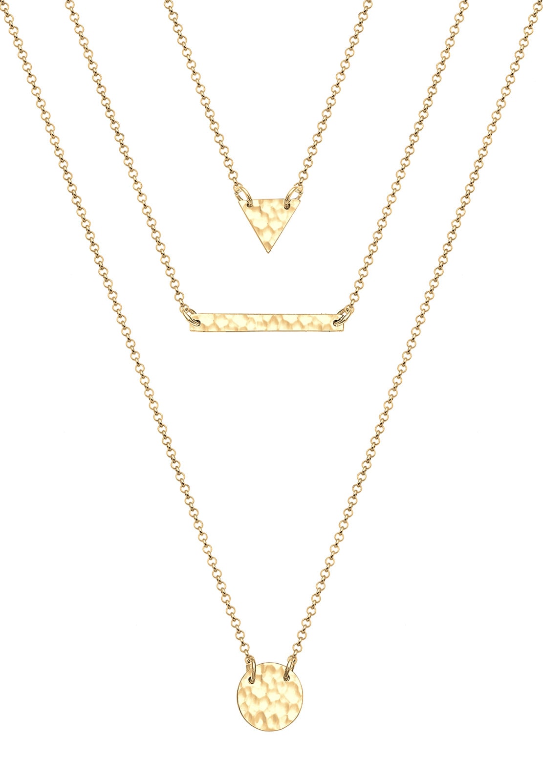 Elli Silberkette »Halskette Layer Dreieck Kreis Gehämmert 925 Sterling Silber«