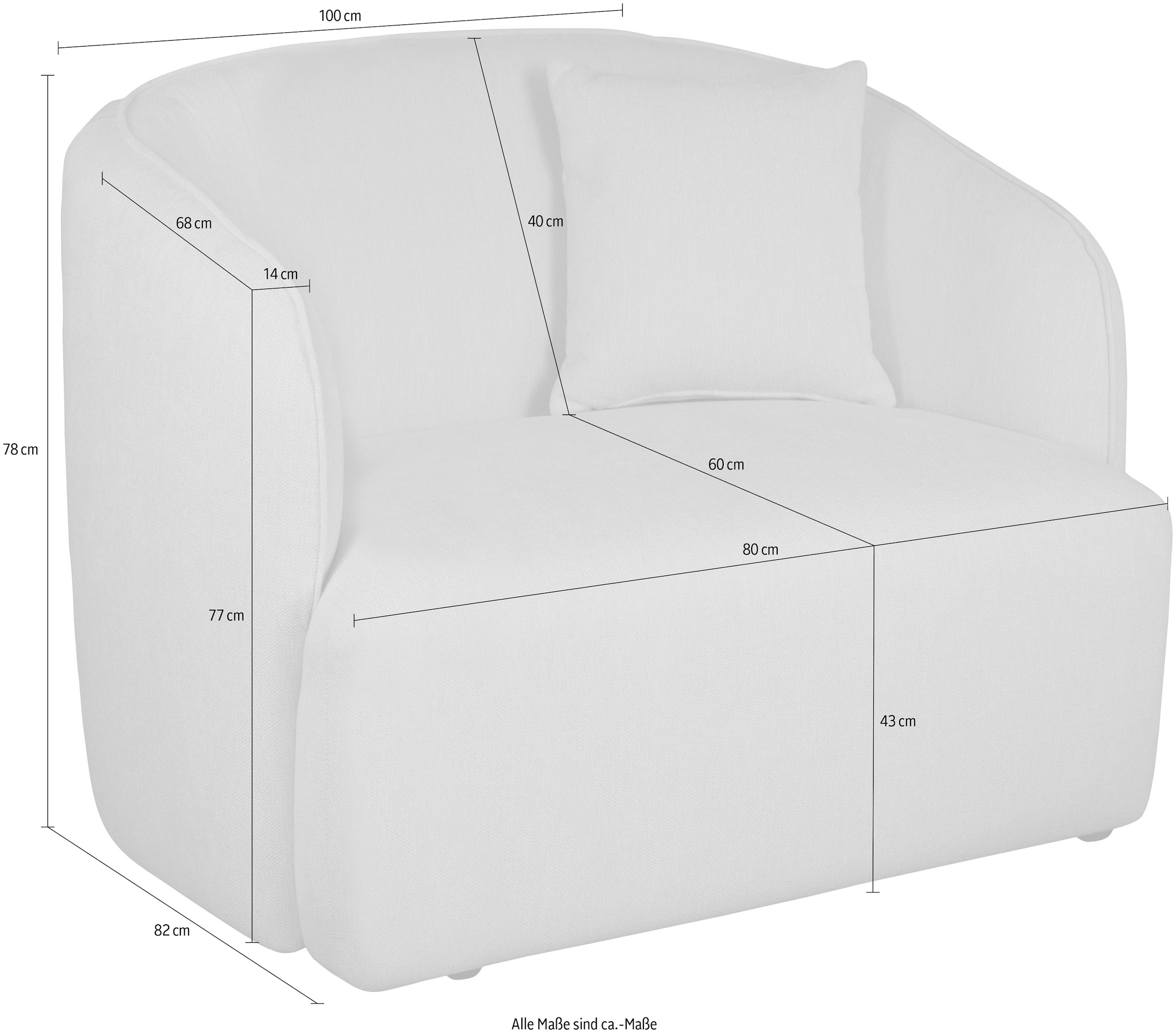 COUCH♥ Sessel »Knautschzone«, auch OTTO Online Lieblingsstücke Shop COUCH mit Bouclé-Bezug