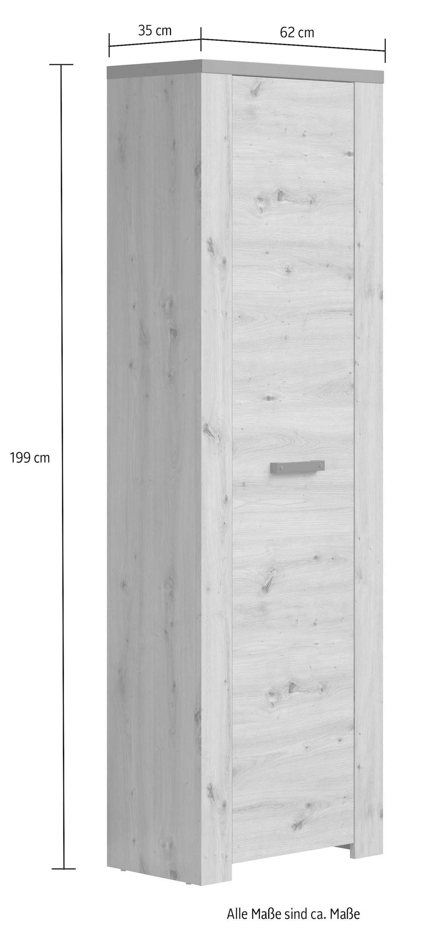 Home affaire Garderobenschrank »Ambres Inkl. ausziehbarer Kleiderstange« 1 Stk. tlg. Garderobenpaneel mit Ablage & Haken - (B/T/H) 62/26/199 cm