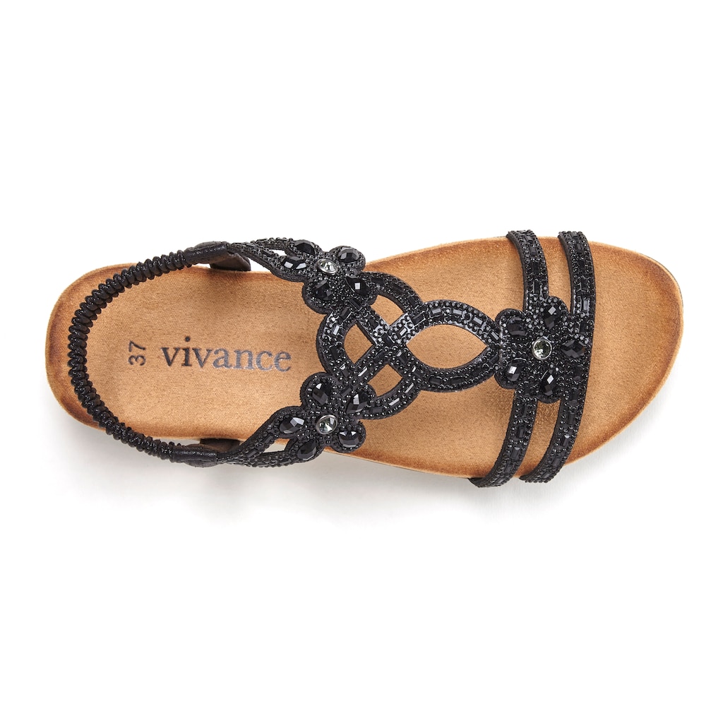 Vivance Sandale, Sandalette, Sommerschuh mit elastischen Riemen & Glitzersteinen VEGAN