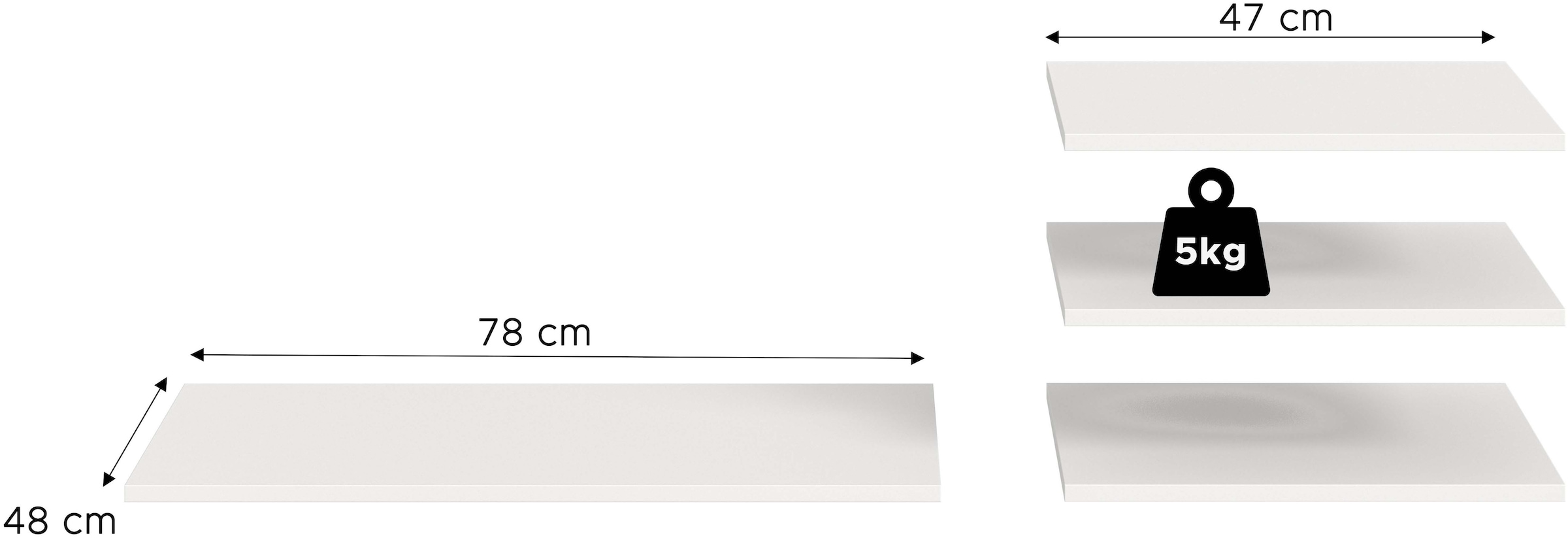 Home affaire Einlegeboden »BENDINGO, 4er Set Einlegeböden, Breite: 78cm & 47cm«, (4er Set passend für Artikel 43969449), 1 Boden in 78 cm Breite & 3 Böden in 47 cm Breite