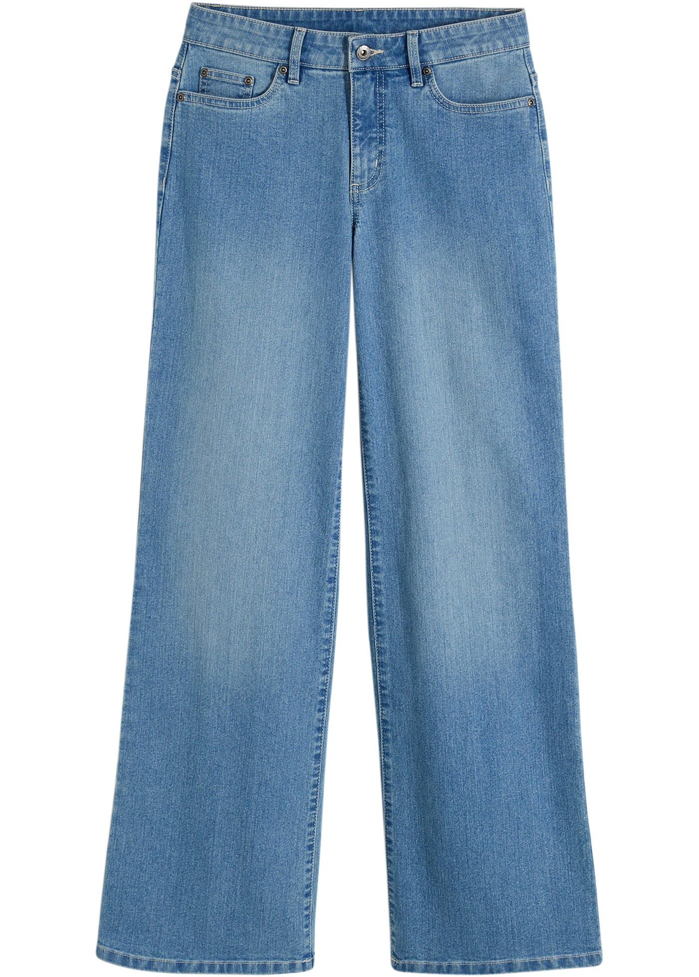 bonprix Weite Jeans Loose Fit, 5-Pocket-Style, Wide-Leg Jeans, Mid Waist