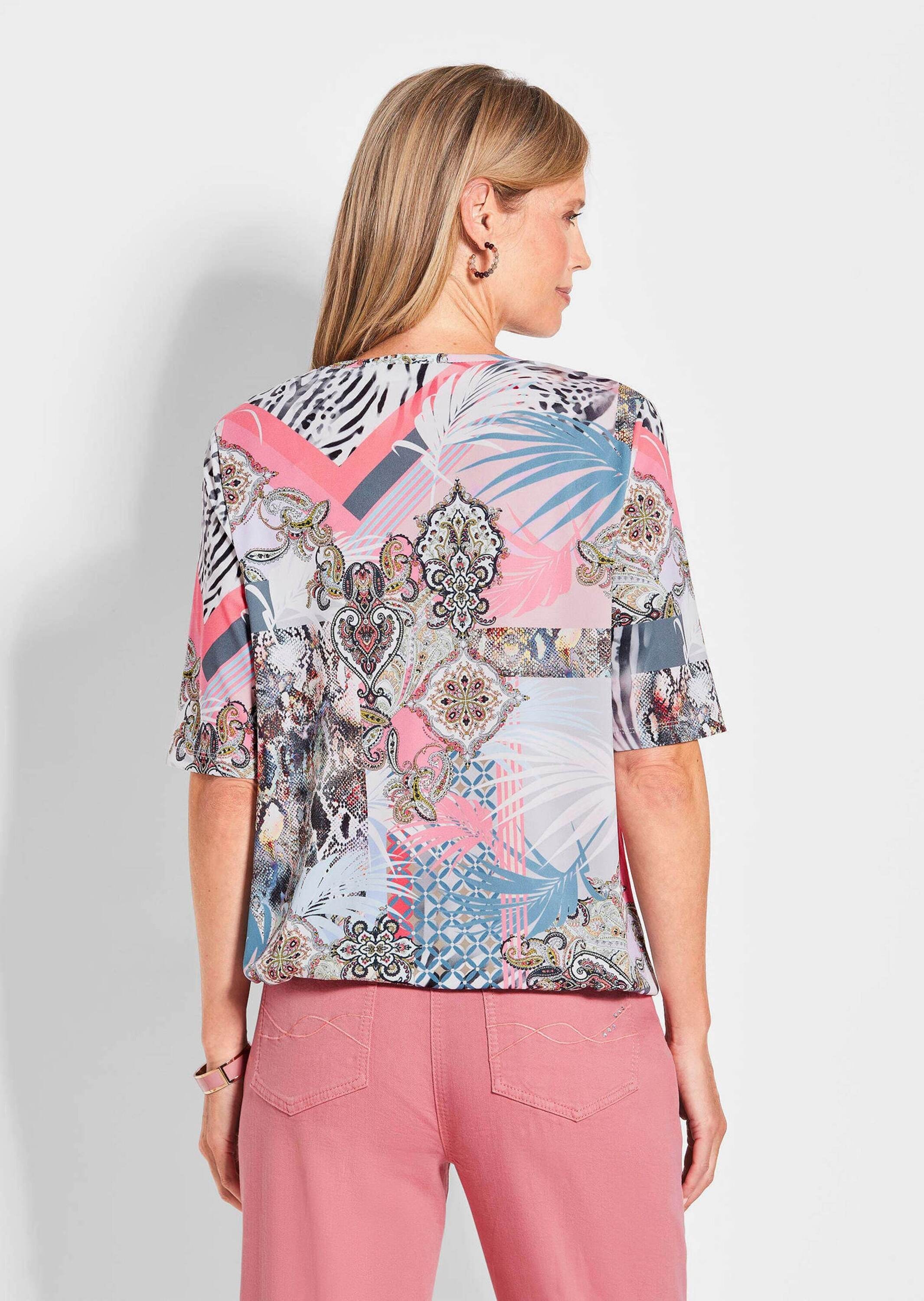 GOLDNER Print-Shirt »Elegantes Oberteil mit Wasserfallausschnitt«