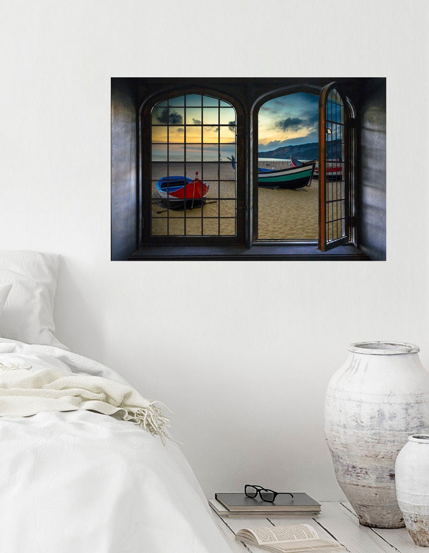 queence Wandsticker »Boote«, Wandsticker, Wandbild, selbstklebend, 3D, Fenster