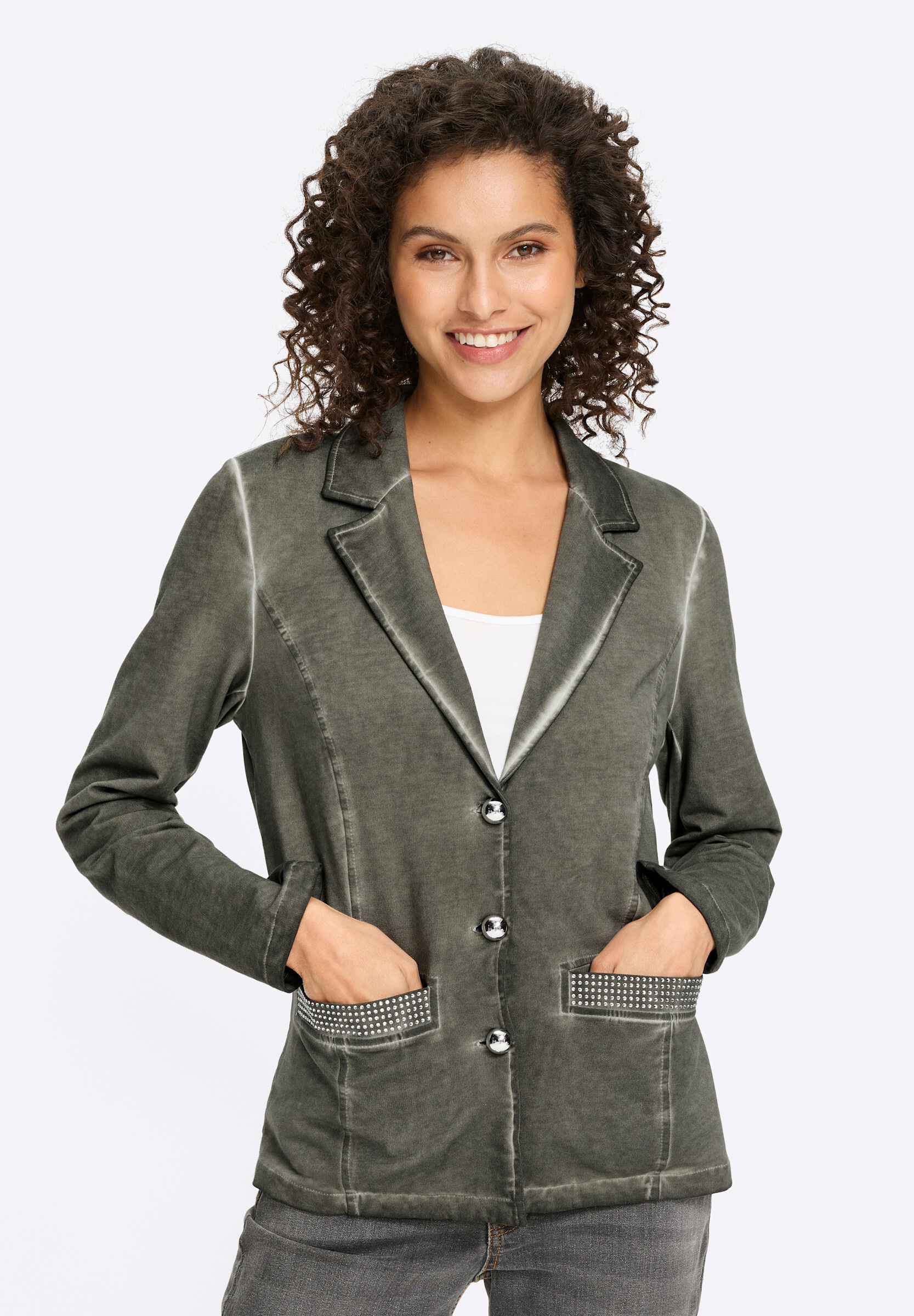 heine Sweatblazer »Sweatblazer Sweatblazer mit Ziersteinen«