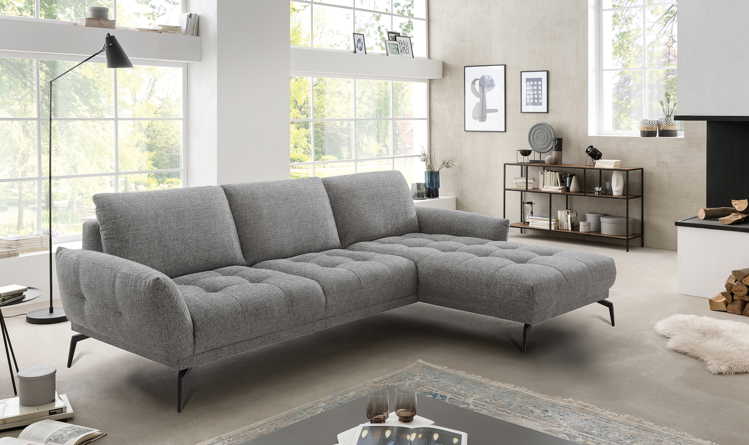 exxpo - sofa fashion Ecksofa »NICEA erstklassiger Sitzkomfort, L-Form, bodenfrei«, In hochwertiger Verarbeitung und ergonomische Sitzposition