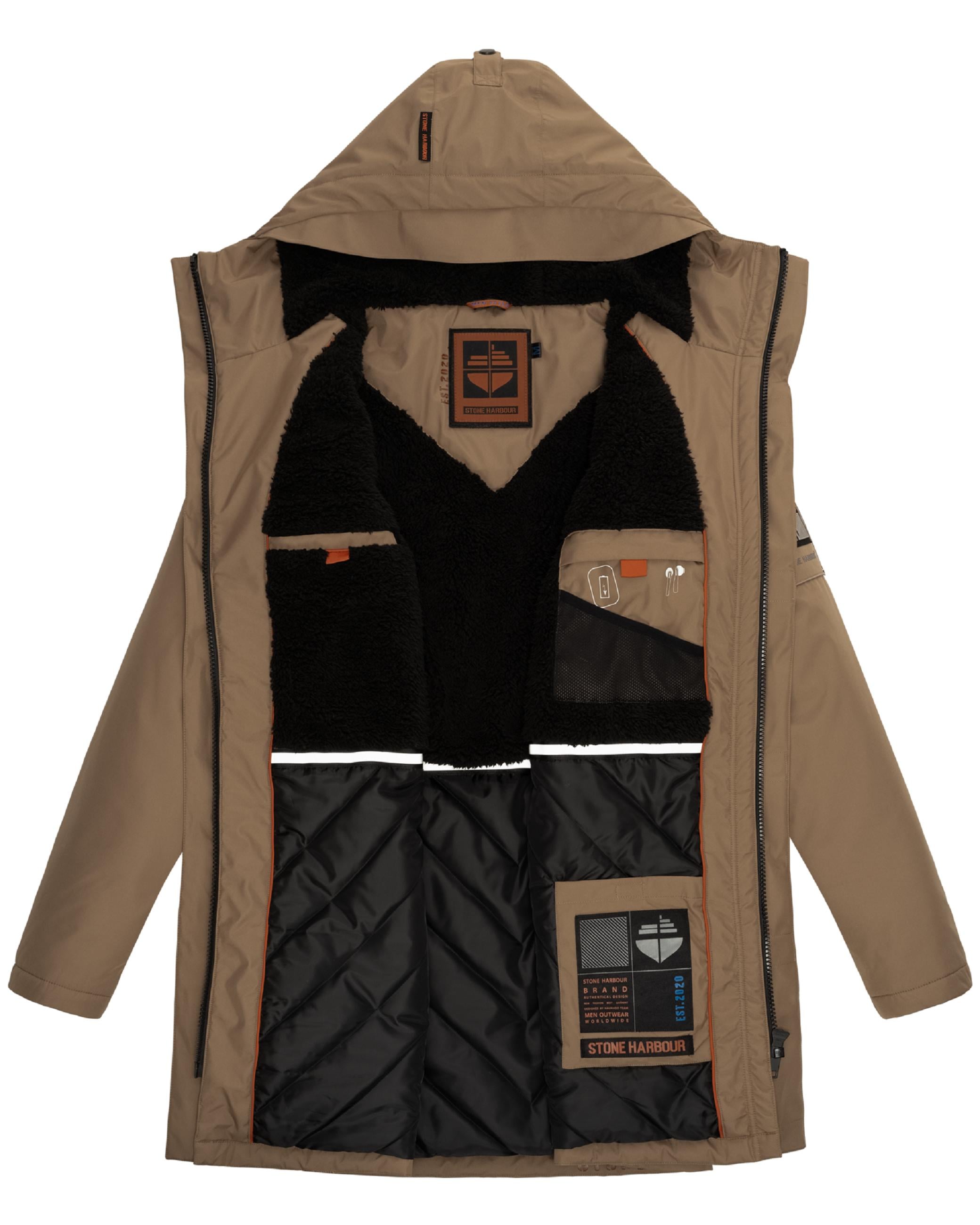 Stone Harbour Wintermantel »Wintermantel Ragaan«, modischer Herren Winterparka mit Teddyfell Futter