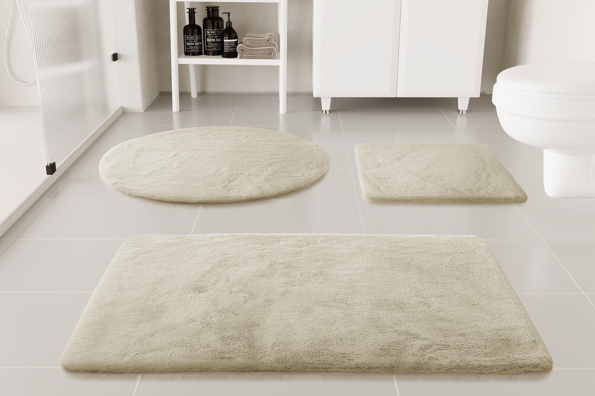 OTTO home Badematte »Lennja« Höhe 25 mm rutschhemmend beschichtet fußbodenheizungsgeeignet Badteppich, getuftet, Uni, antirutsch, flauschig  wie Kaninchenfell